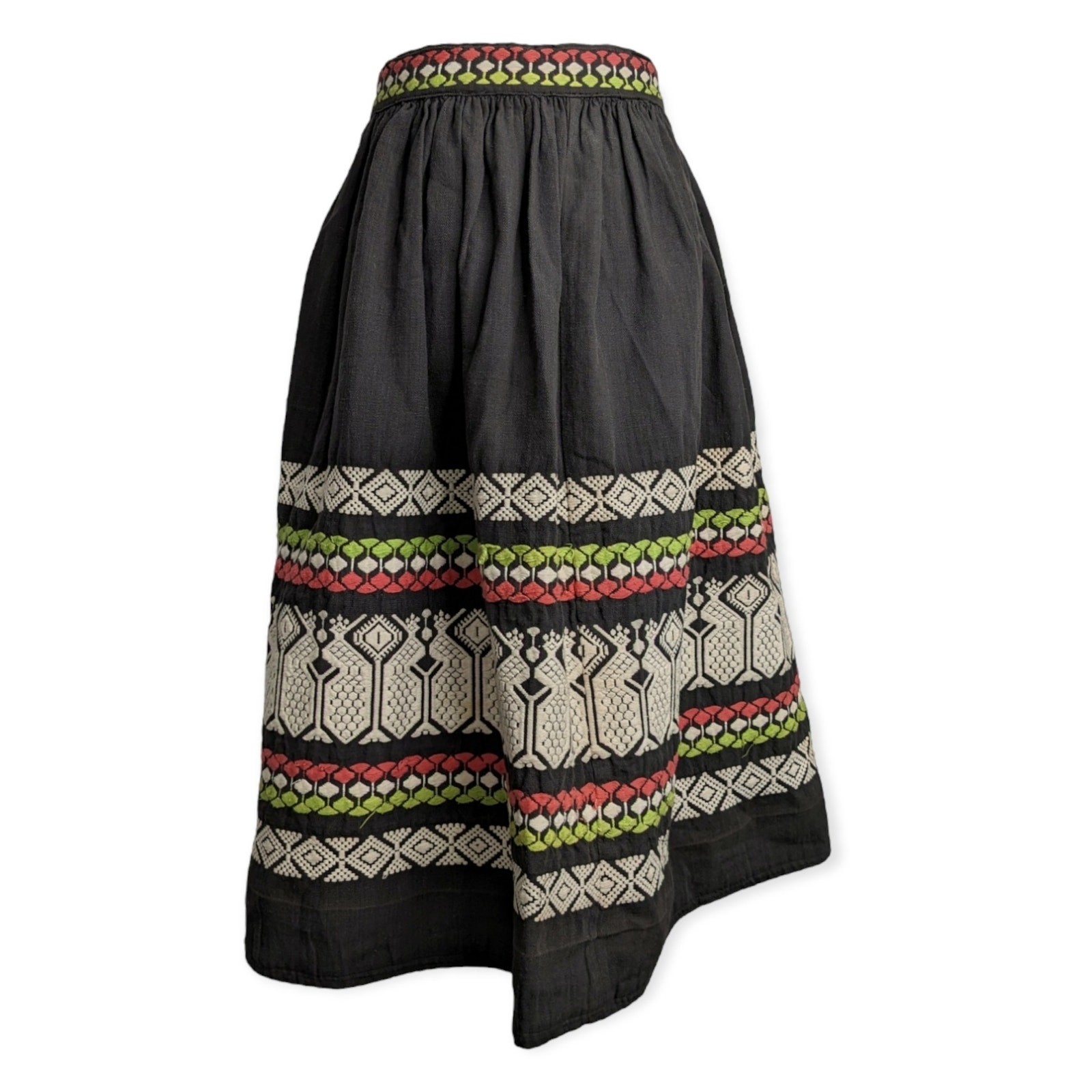 Vintage Midcentury Mexican Full A-Line Woven Skirt XS