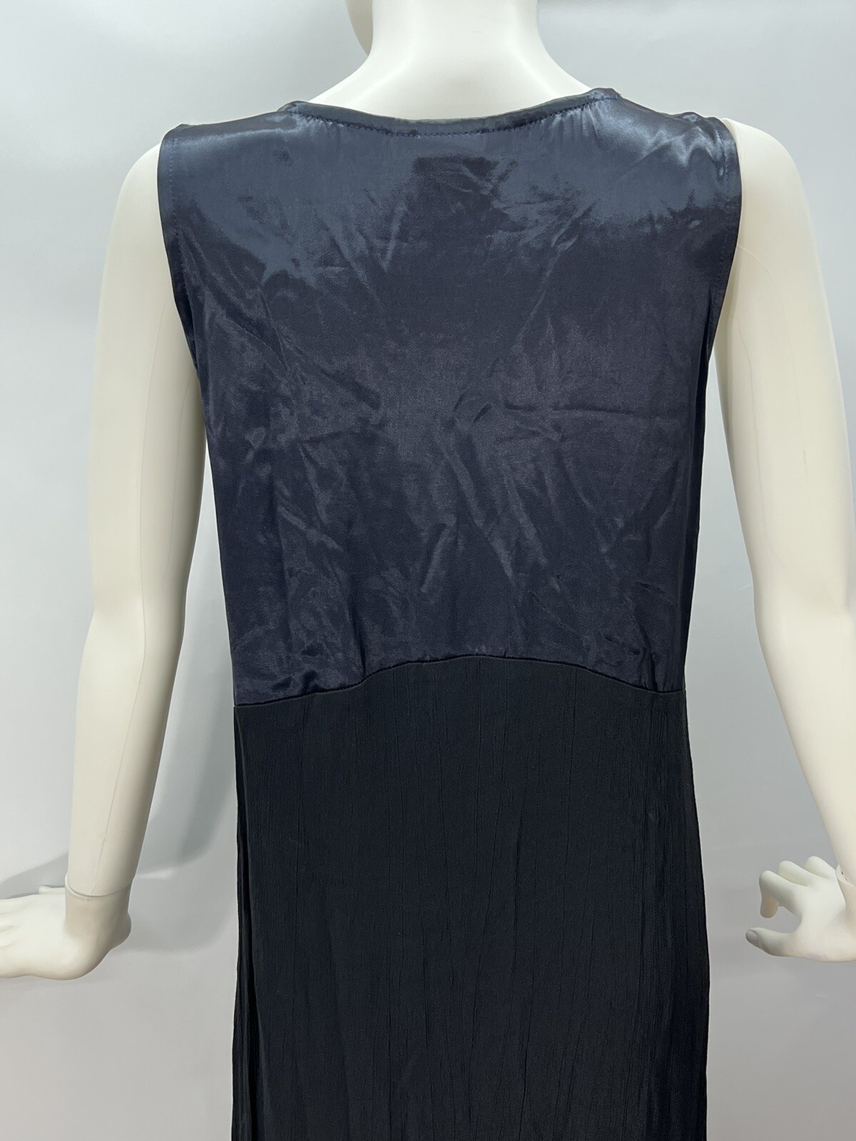 Vintage Spencer Alexis SA 2 Navy Black Dress Rhinestone Accents Satin Crepe 4