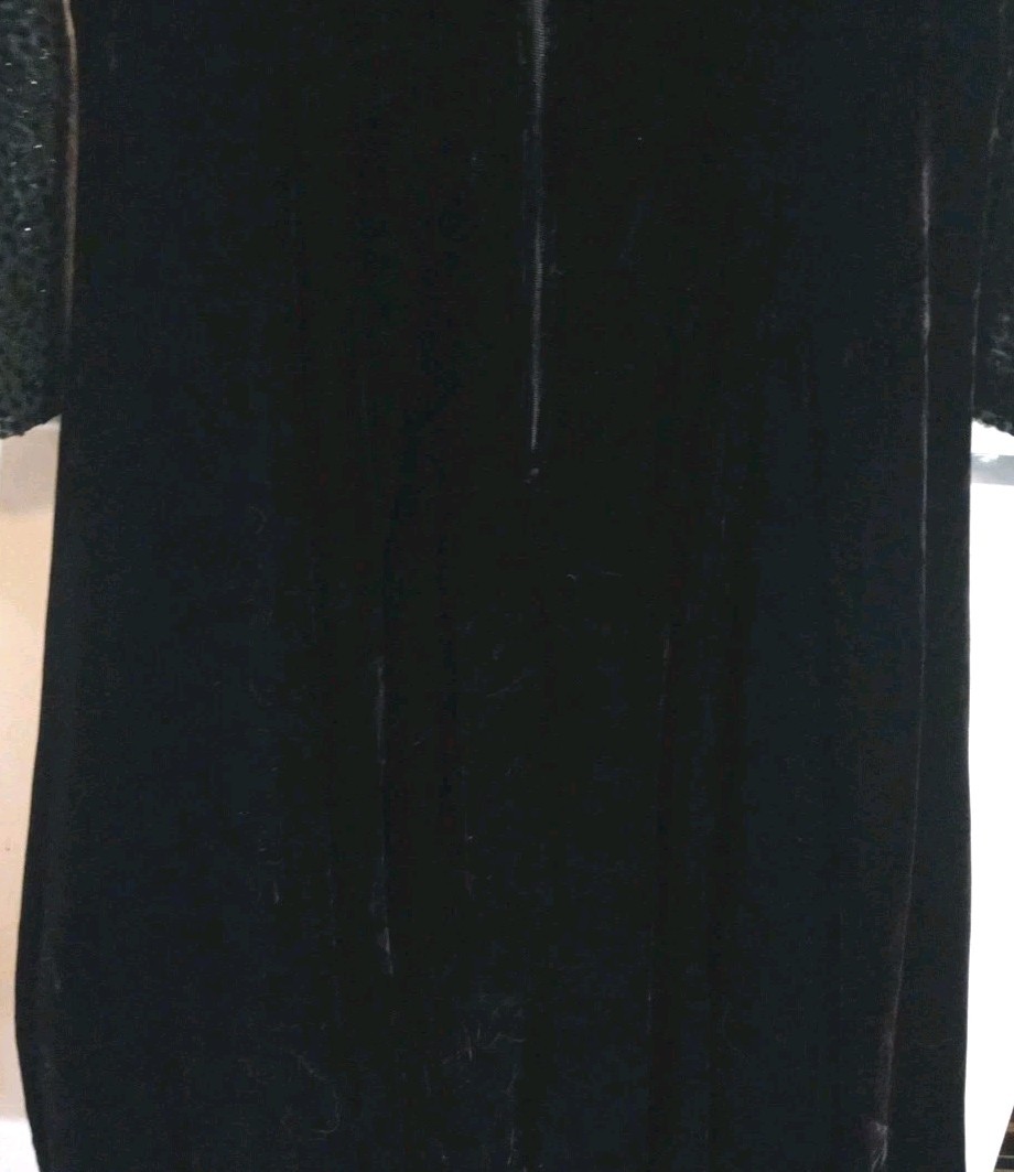 Vtg 1980s Karen Lucas For Niki Black Velvet Illusion Cocktail Dress. Size 14