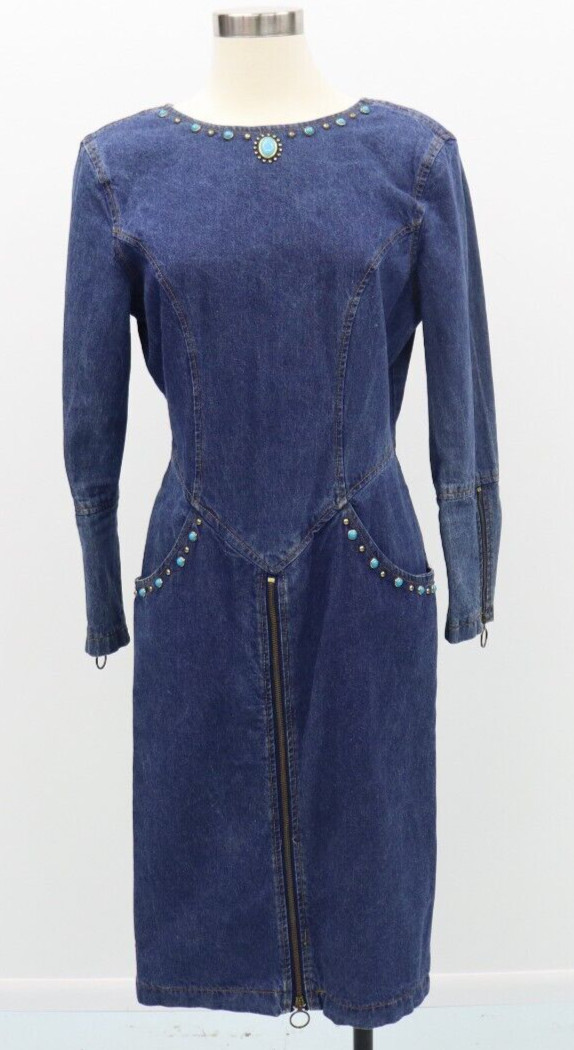 Jou Jou Y2K 1990’s Denim Dress Stones and Gromet Embellishments Size M (Size 8)