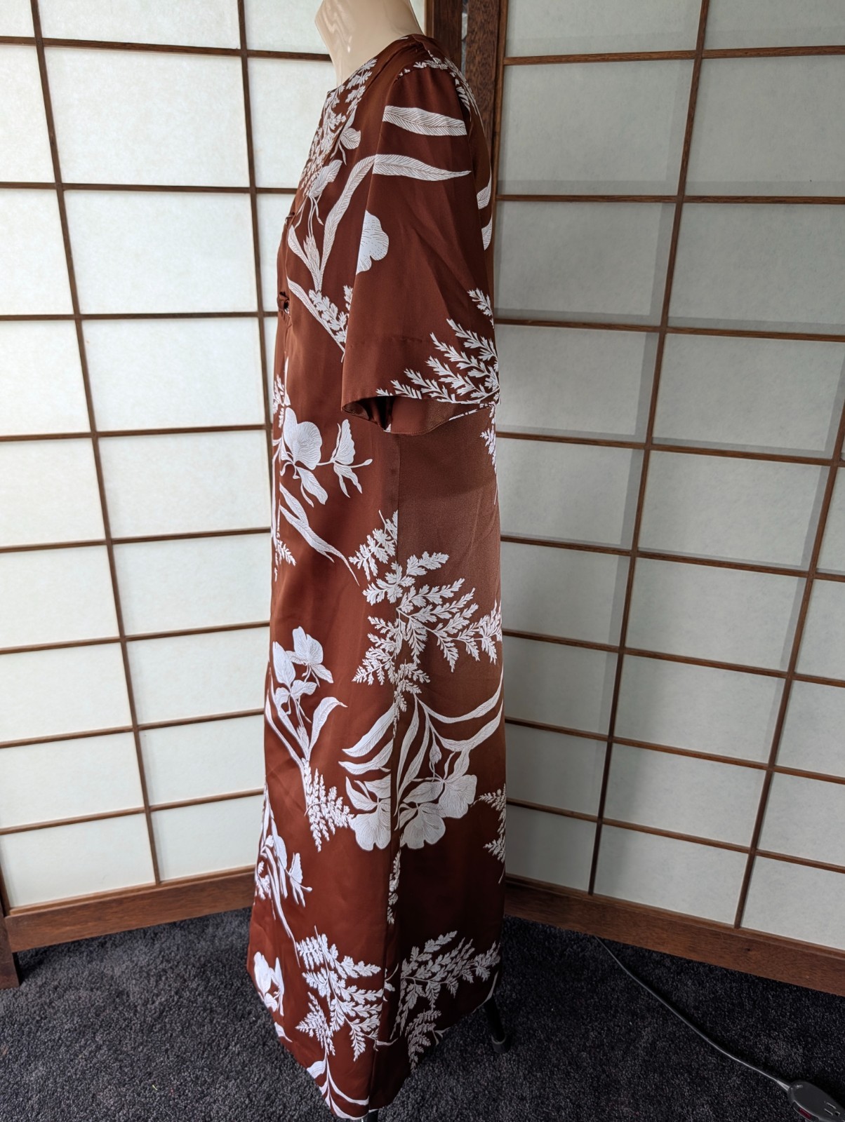 Vintage 70s 80s HAWAII NEI Honolulu Honeymoon Set Brown White Botanical Print 10
