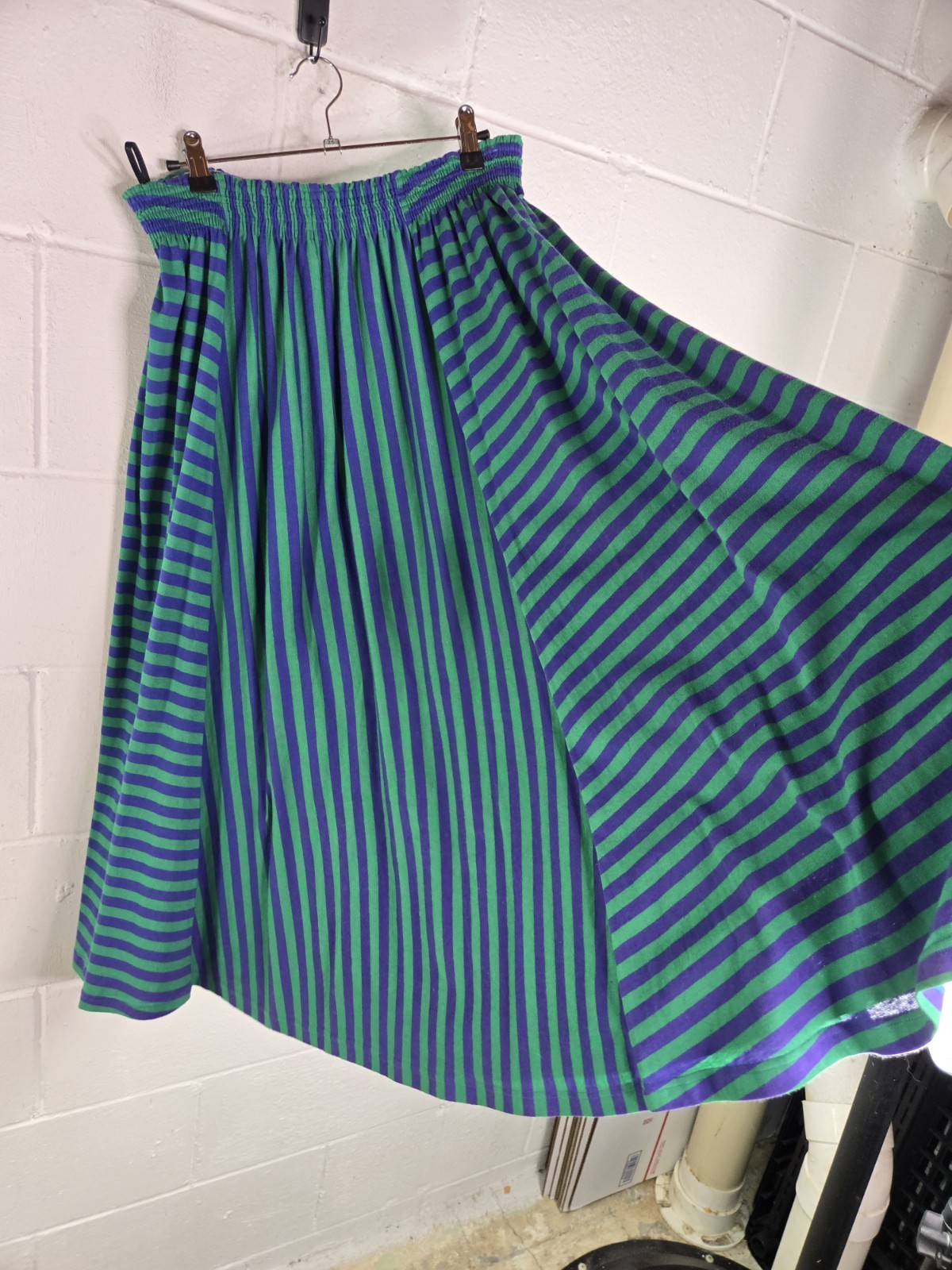 Vtg 70s Marimekko Striped Knit Pull On Full Skirt