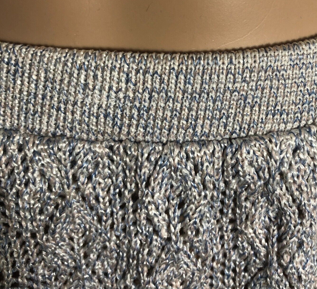 vtg Vivanti Crochet Knit Skirt 12 Pull On Scalloped Hem Union Made in USA