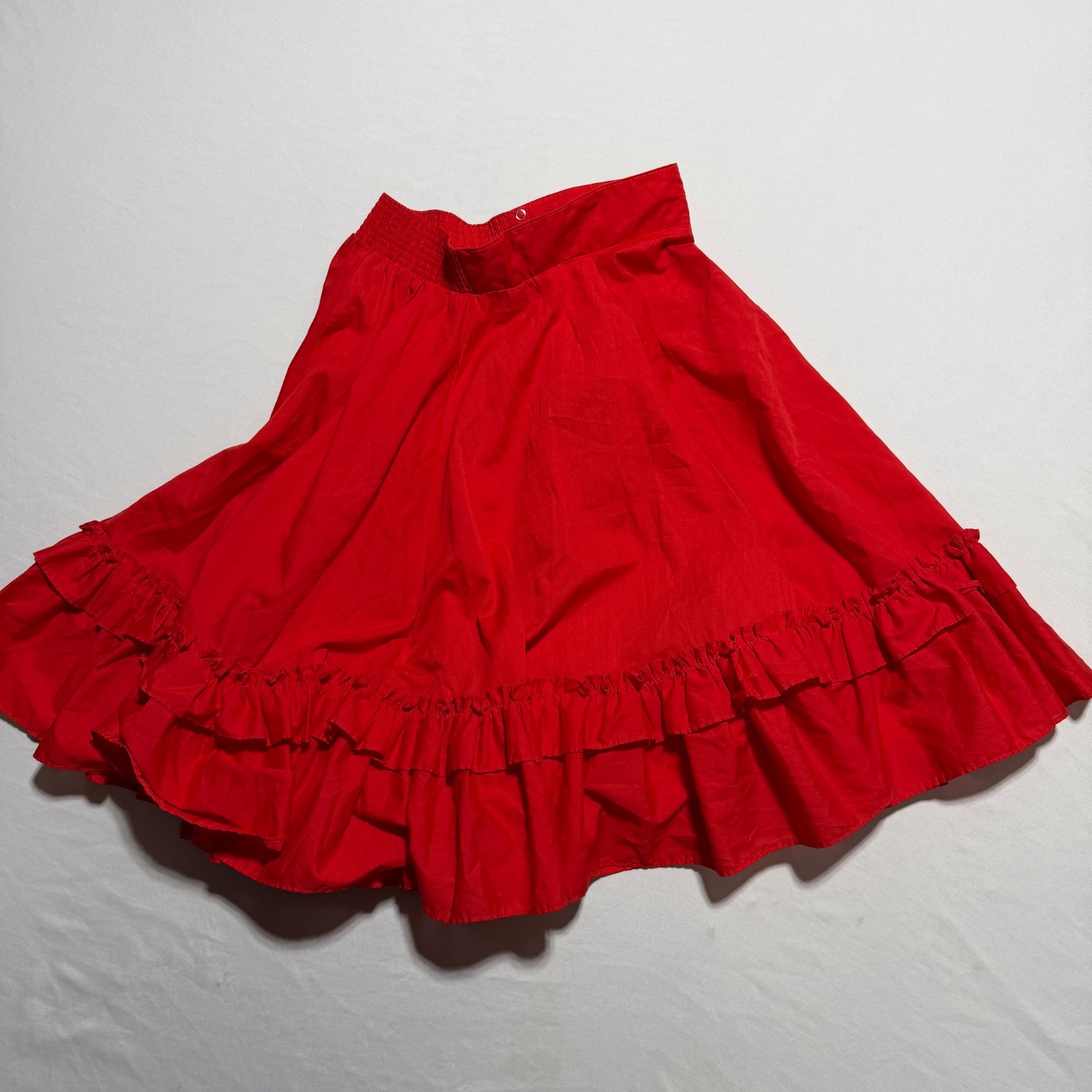 Partners Please Malco Modes Red Square Dance Skirt Size M Tiered Ruffle Vtg