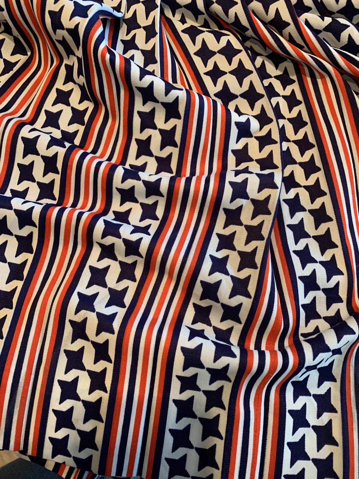 Vintage Mod Retro Nancy Greer NY Pleated Blue White Orange Dress