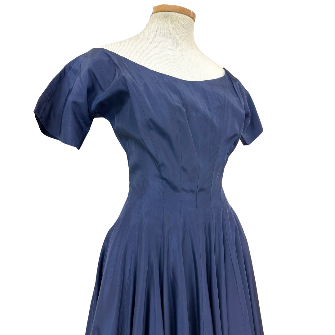 Vintage 1950s Anne Fogarty Navy Blue Fit n Flare Dress
