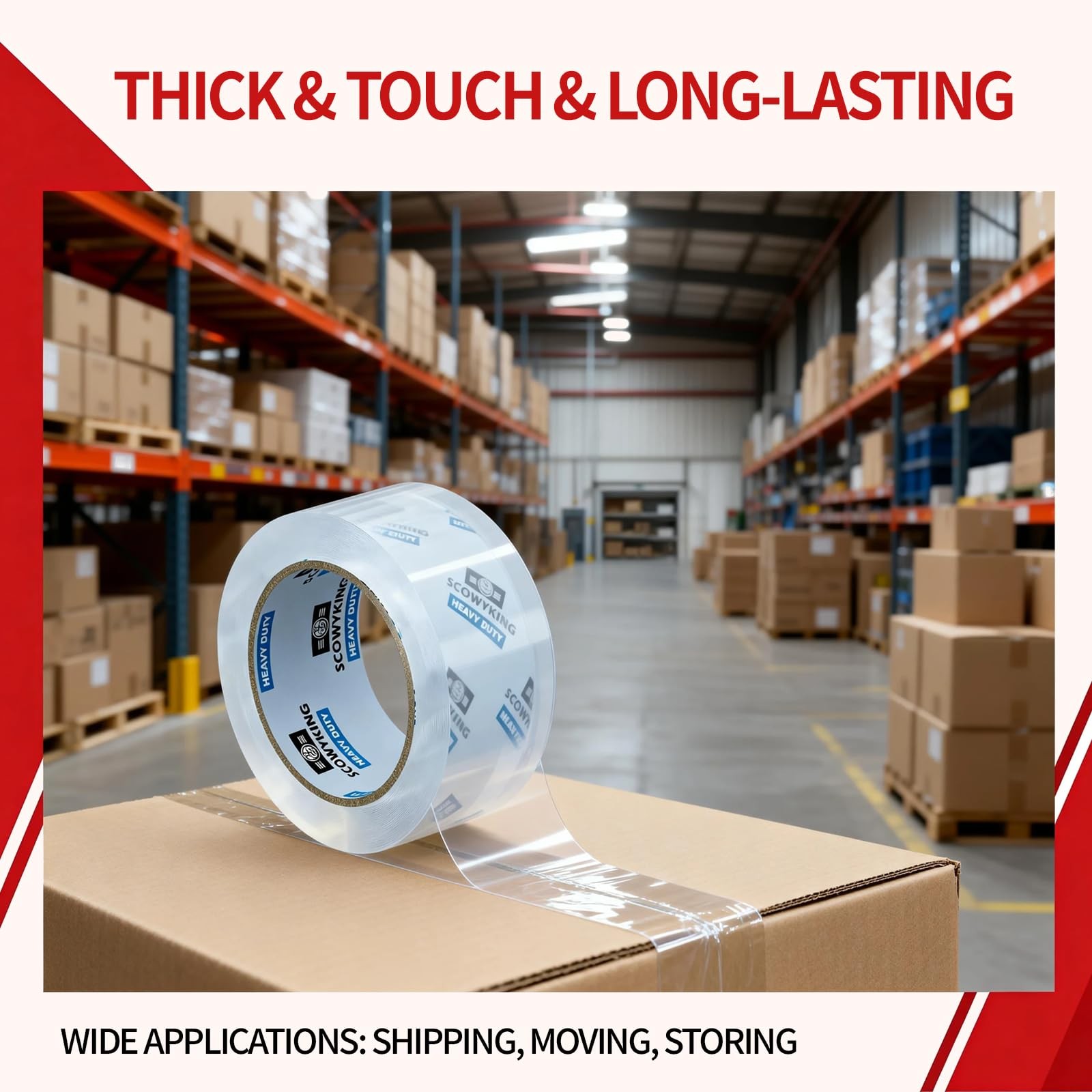 Scowyking Heavy Duty Packing Tape 36 Rolls, Total 2448Y, Clear, 2.7 mil, 2 inch