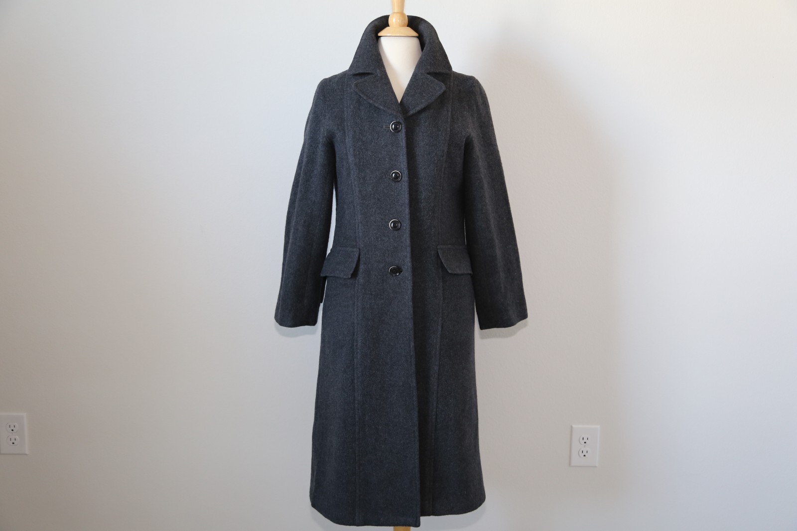Authentic SELFISH POT vintage long wool coat Classic EUC Gray