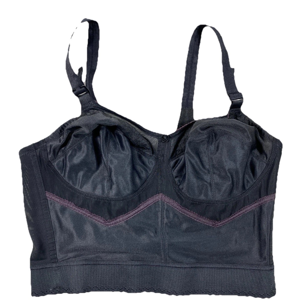 Vintage Corset Bra Womens Black 100% Nylon Adjustable Straps Workers Union