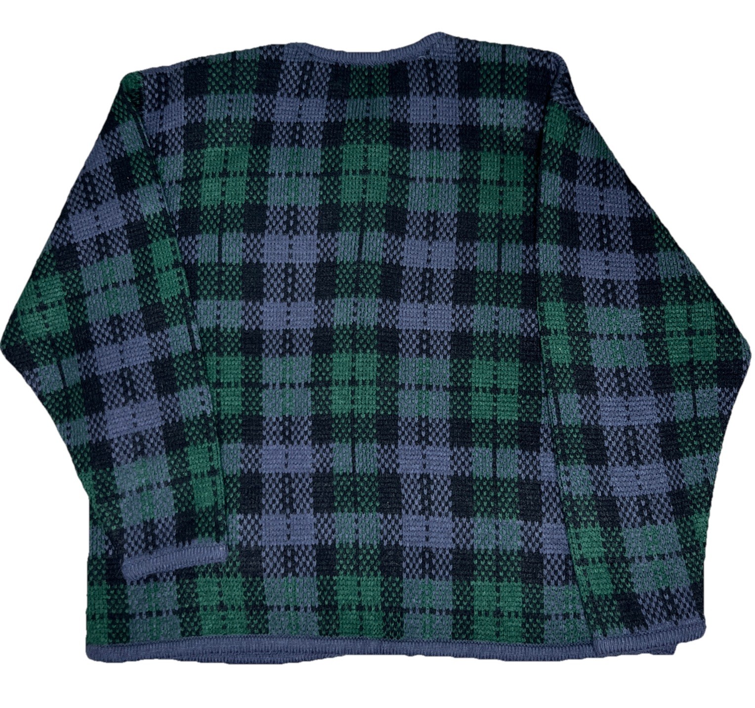 VTG Crystal-Kobe Plaid Cardigan Sweater Purple/Green/Black, Office, Party 90s
