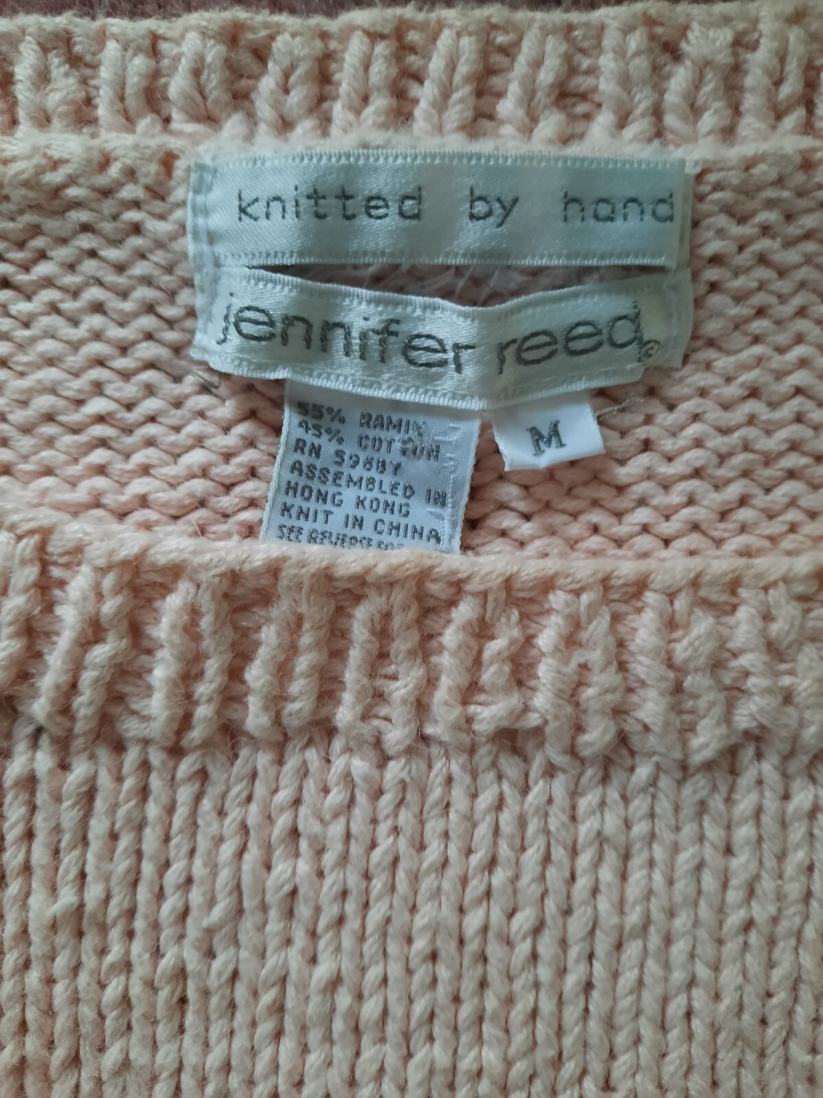 Jennifer Reed HAND KNIT 90’S Cream SWEATER W/ Flowers VINTAGE Cottagecore Size M