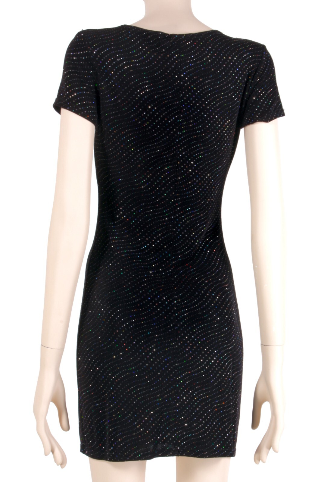 S Vintage 1990s ULTIMATE Blues Black Rainbow Glitter Mini Party Dress 80s 90s