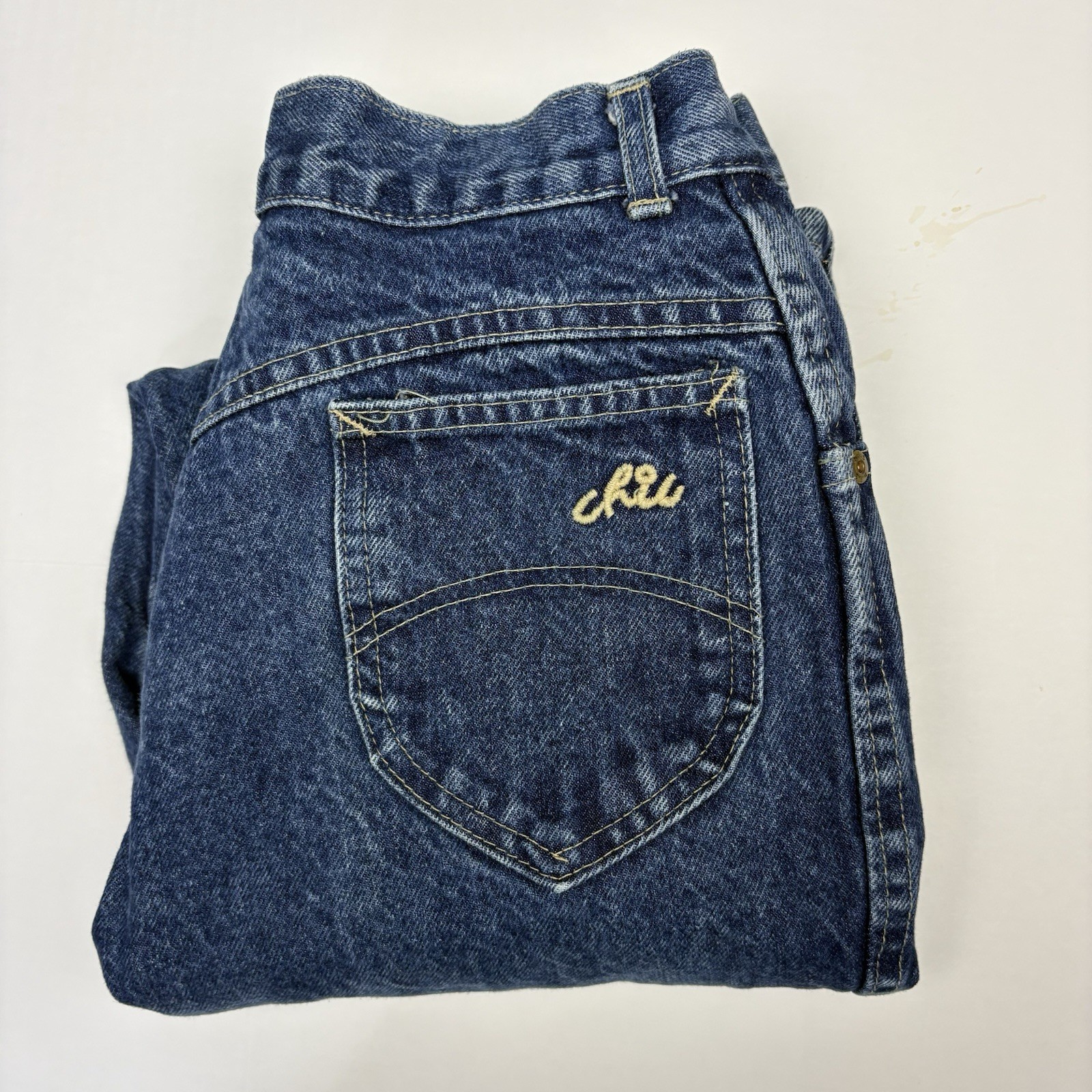 Vintage Chic Women Size 15 16 Short Jeans High Rise Denim Cotton Embroidery Logo
