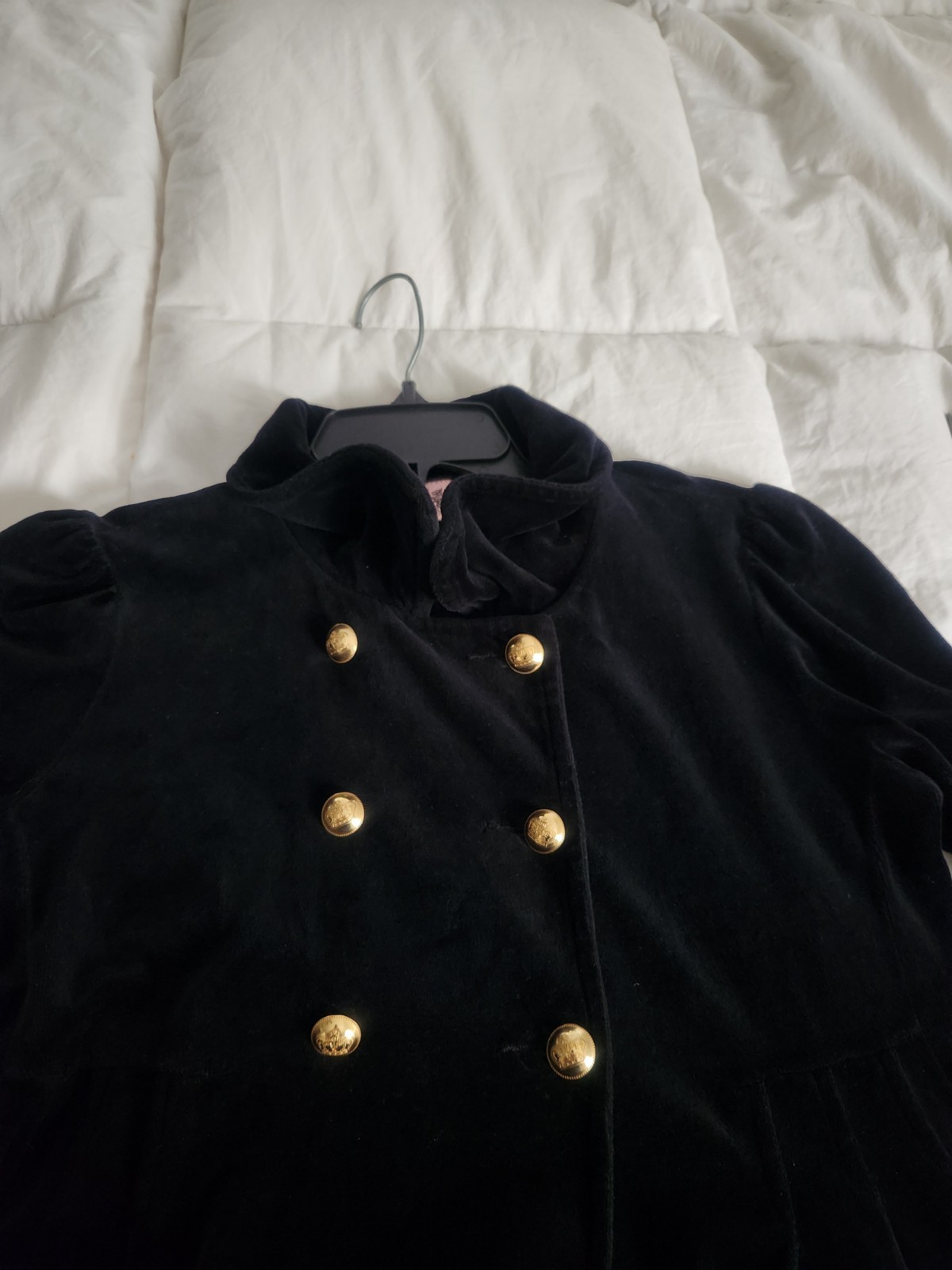 Juicy Couture Vintage Black Velour Jacket Gold Buttons Size Medium