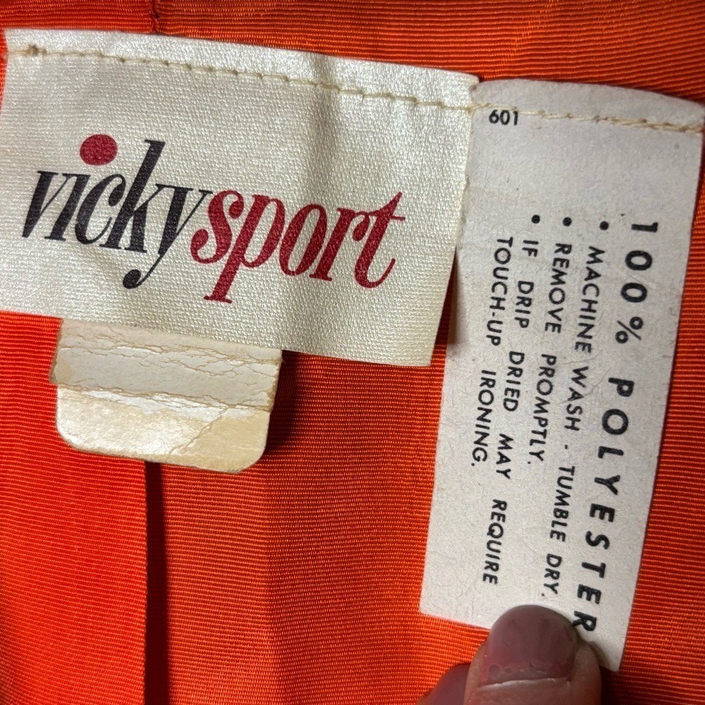 VTG Vicky Vaughn 60s 70s Sport Navy Blue Blazer Jacket Orange Gold Lining 15