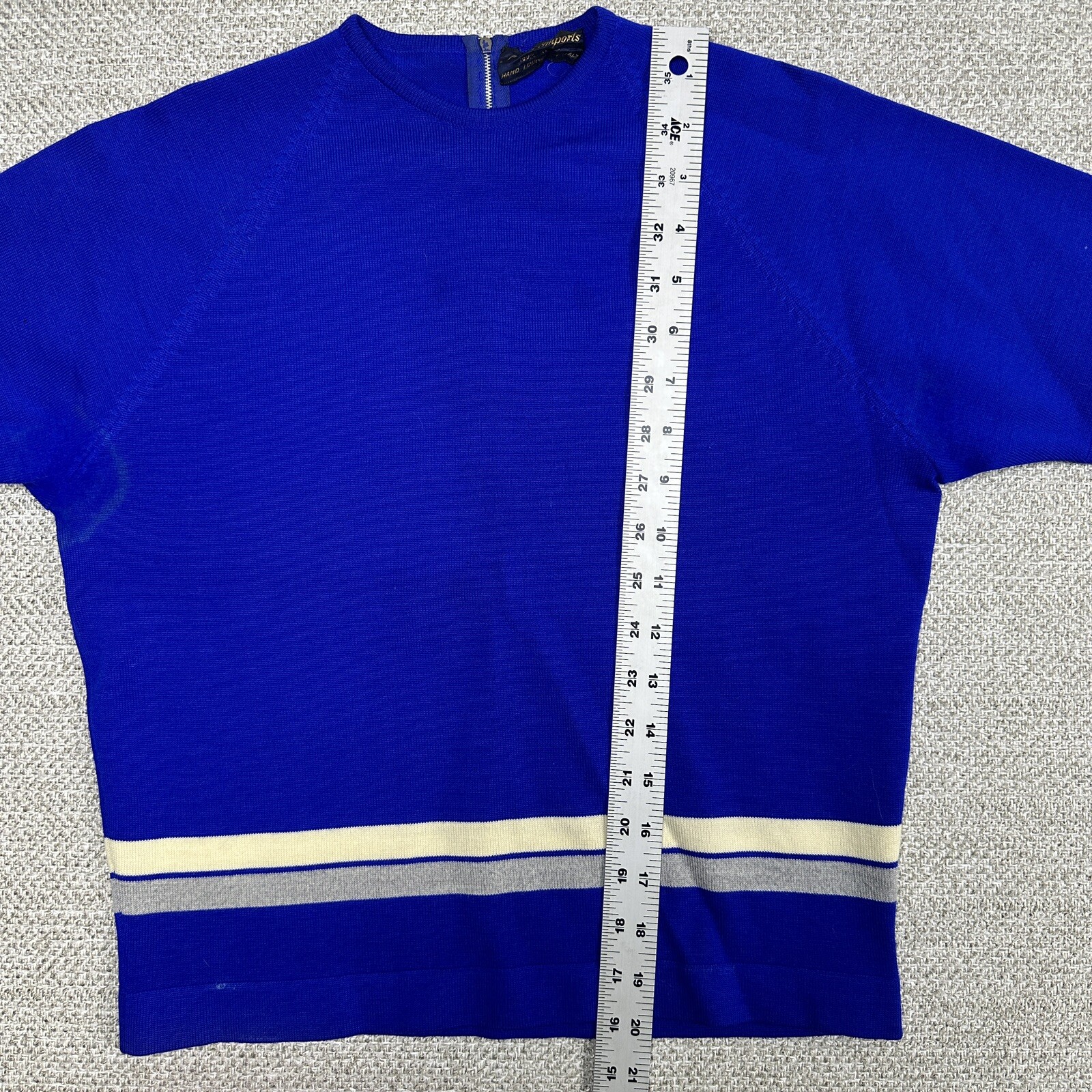50s Amalfi Imports 3 Pc Italian Wool Knit Womens Suit Blue Pencil Skirt Sz L 12