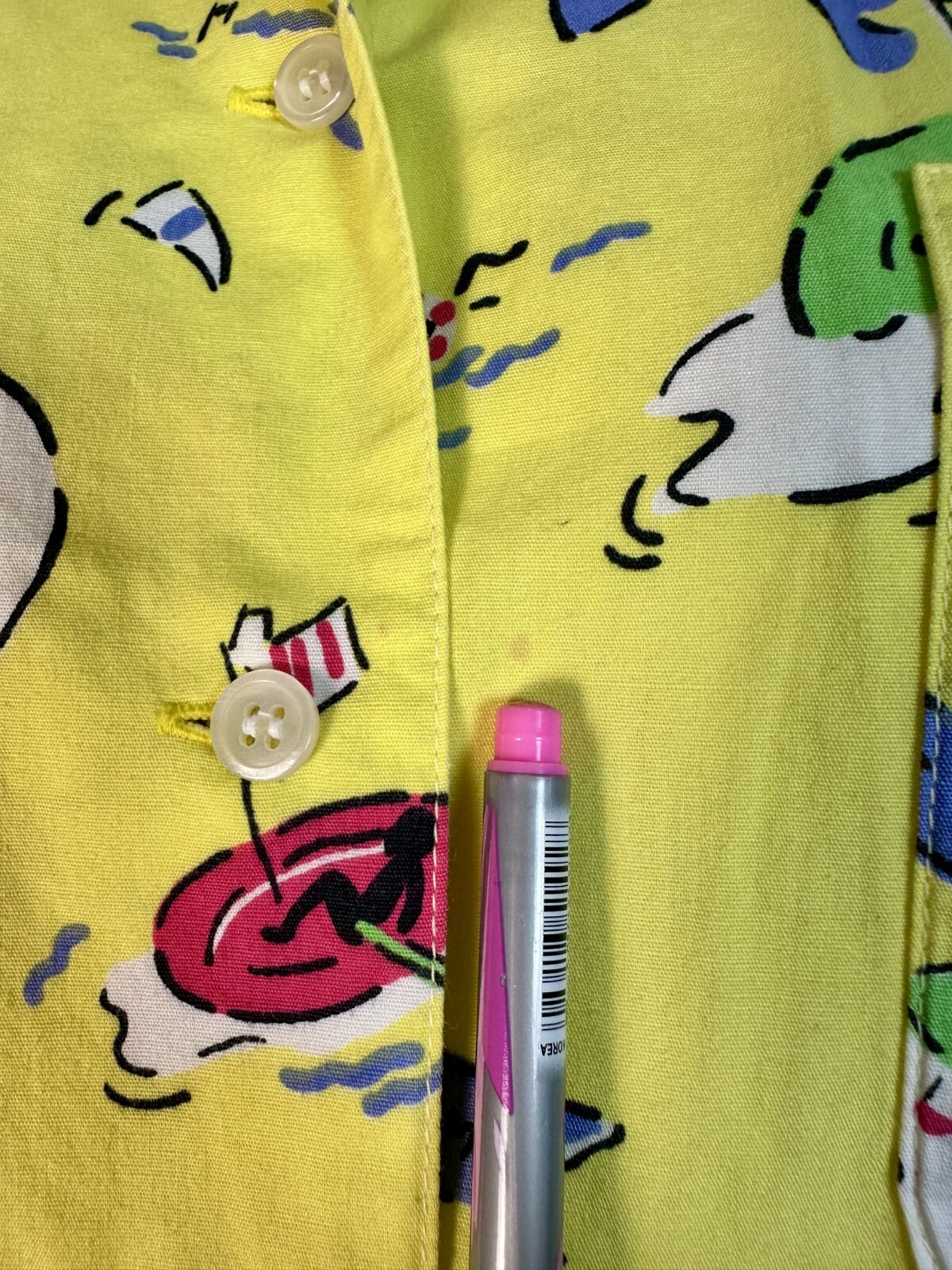 Vintage 1980’s Fashion In MICHEL Yokohama Yellow I LOVE POP! Cotton Short Sleeve