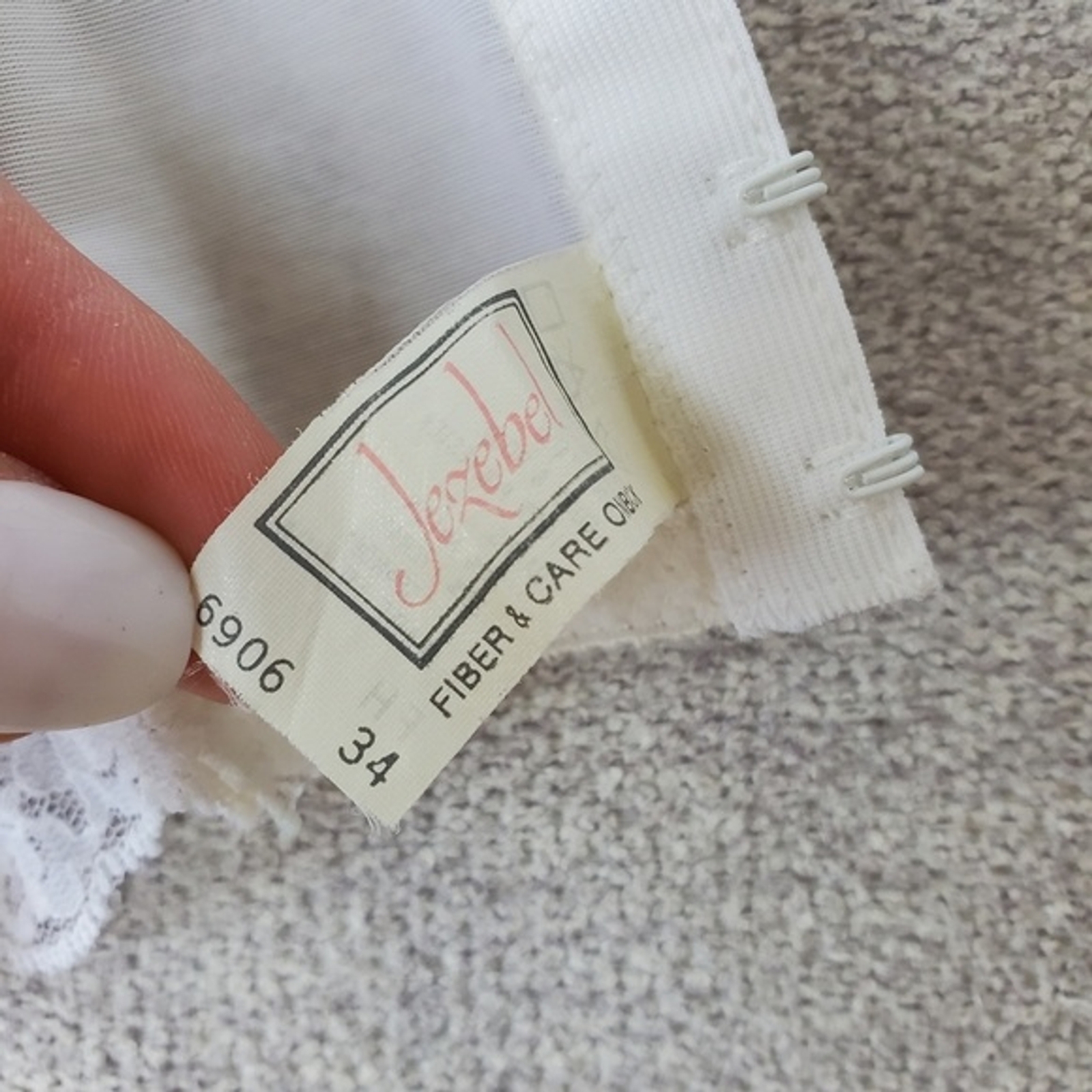 Vintage 90s Jezebel White Lace Lingerie Sheer Bridal Floral Corset Ruffle 34 B