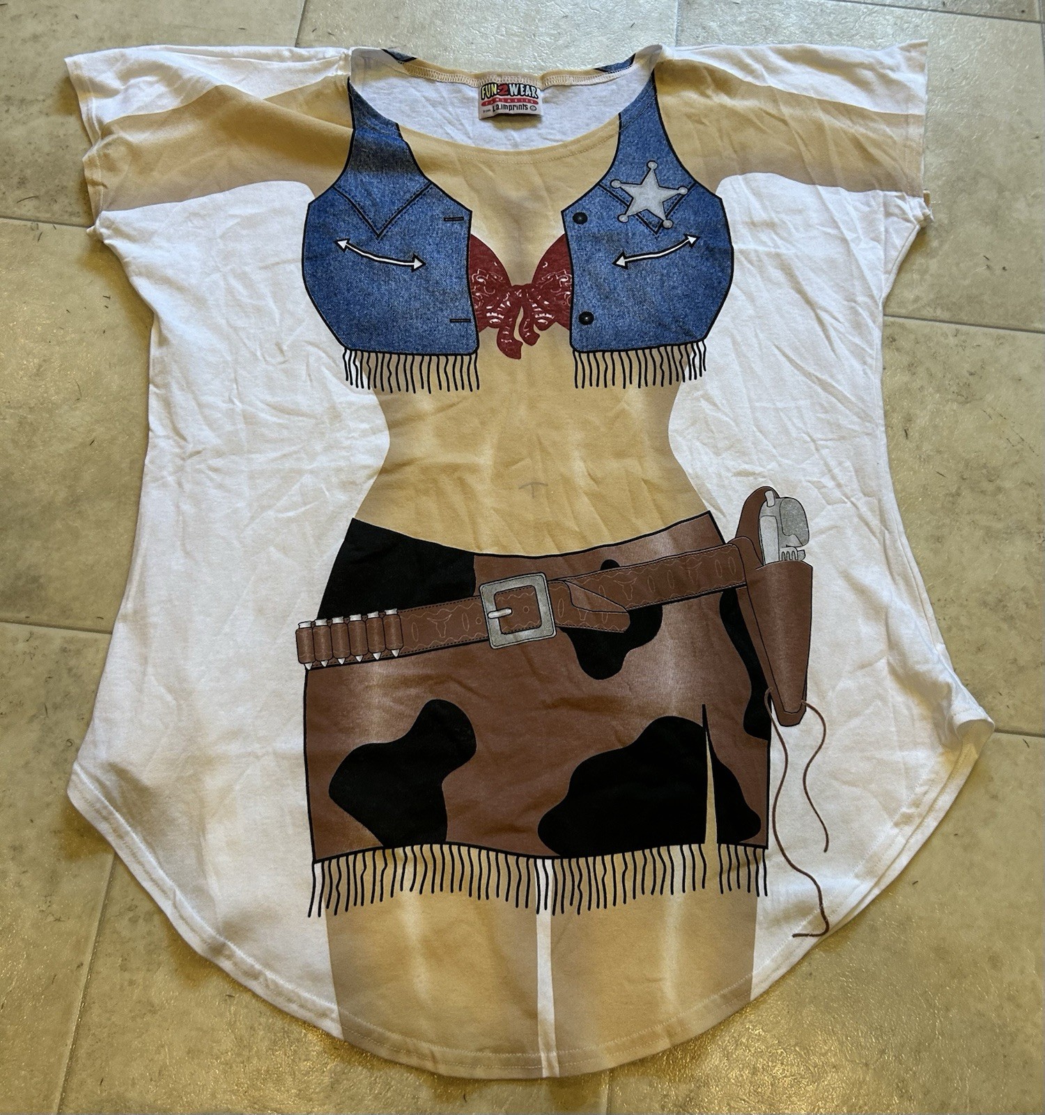 Vintage 90s Fun2Wear LA Imprints Cowgirl Body TShirt One Size Country Cowgirl