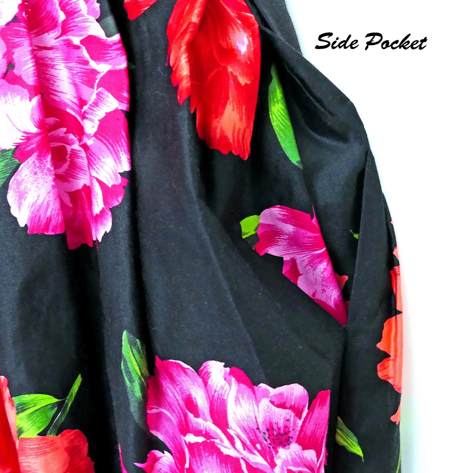 Vtg 80s Kappi Drop Waist Dress Polished Cotton Floral Peony Chintz Whimsigoth 6