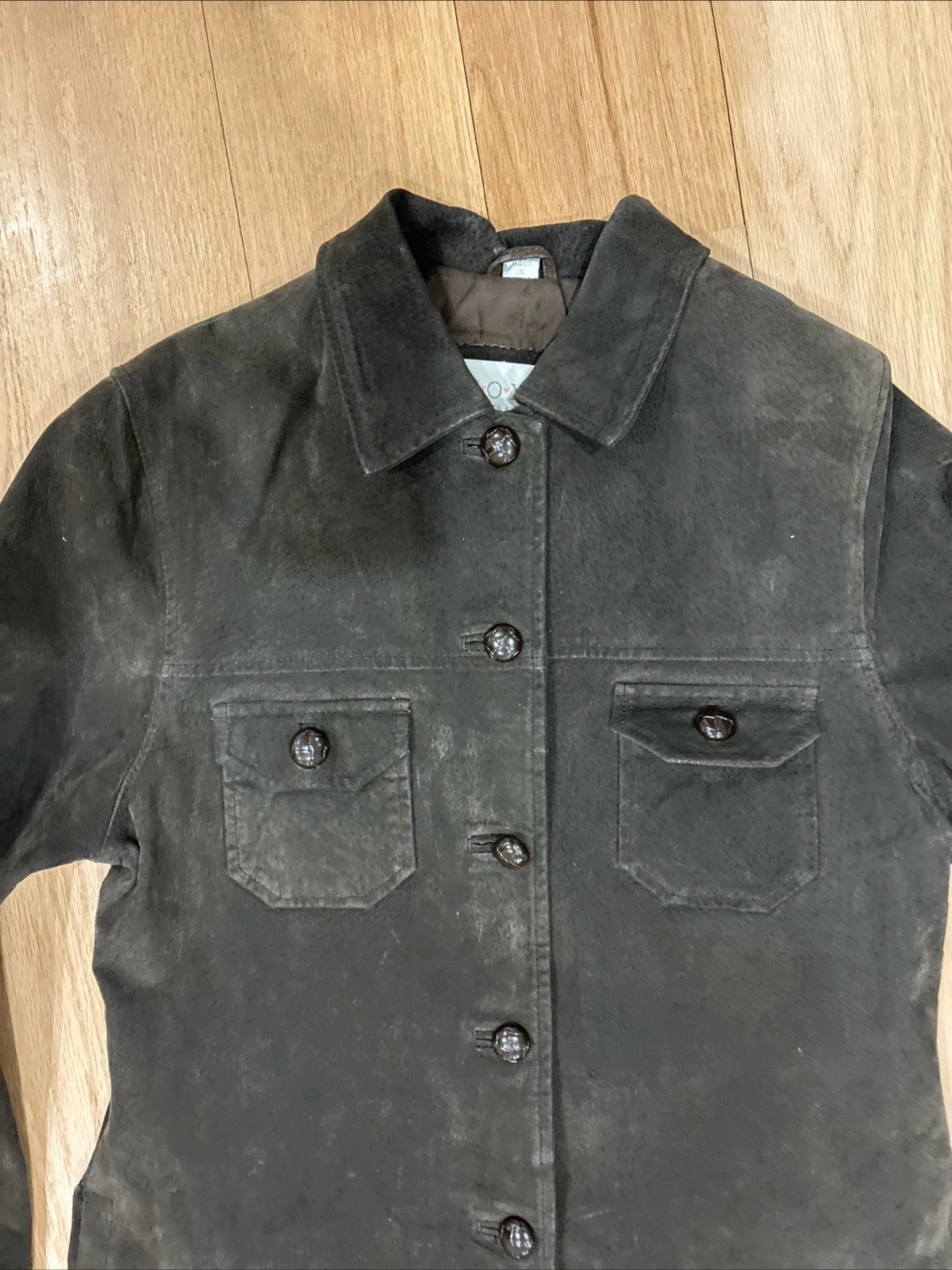 XOXO 90s Vintage Suede Jacket Women M Brown Button Front Lined Retro Grunge Wear