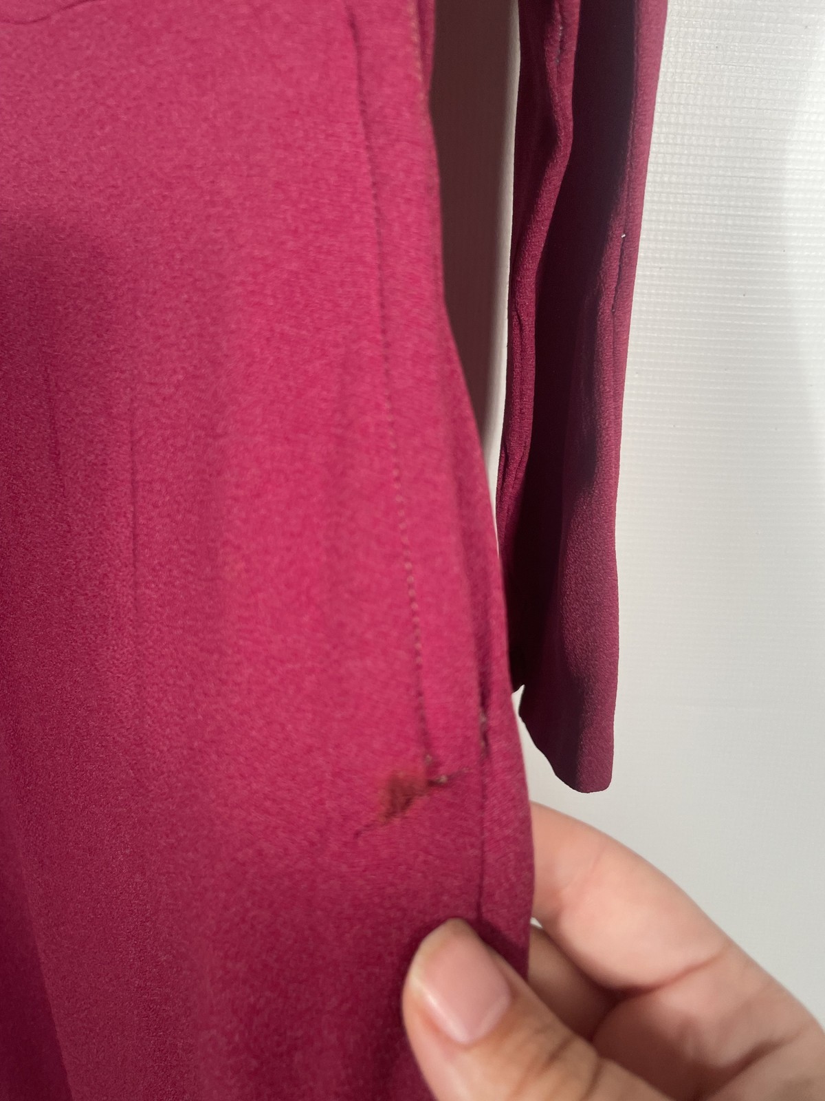 Vintage 1940’s Burgundy Rayon Crepe Dress Size S/M