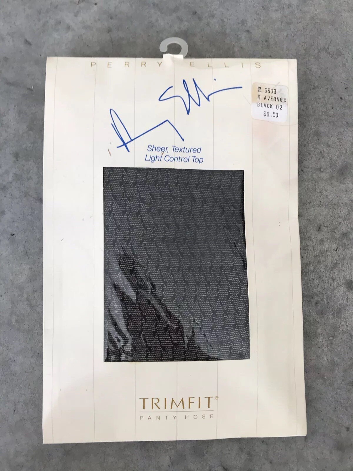 Vintage Perry Ellis Trimfit Black Sheer Pantyhose Panty Hose SZ Average