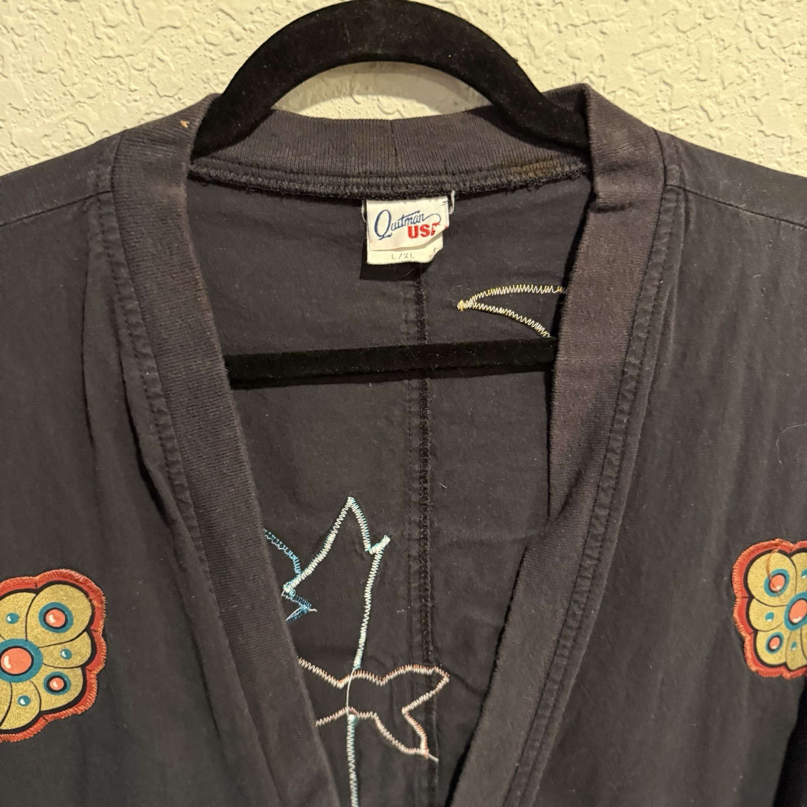 Vintage 80s Sweatshirt Cardigan Southwestern Coyote Moon Country Western Boho XL