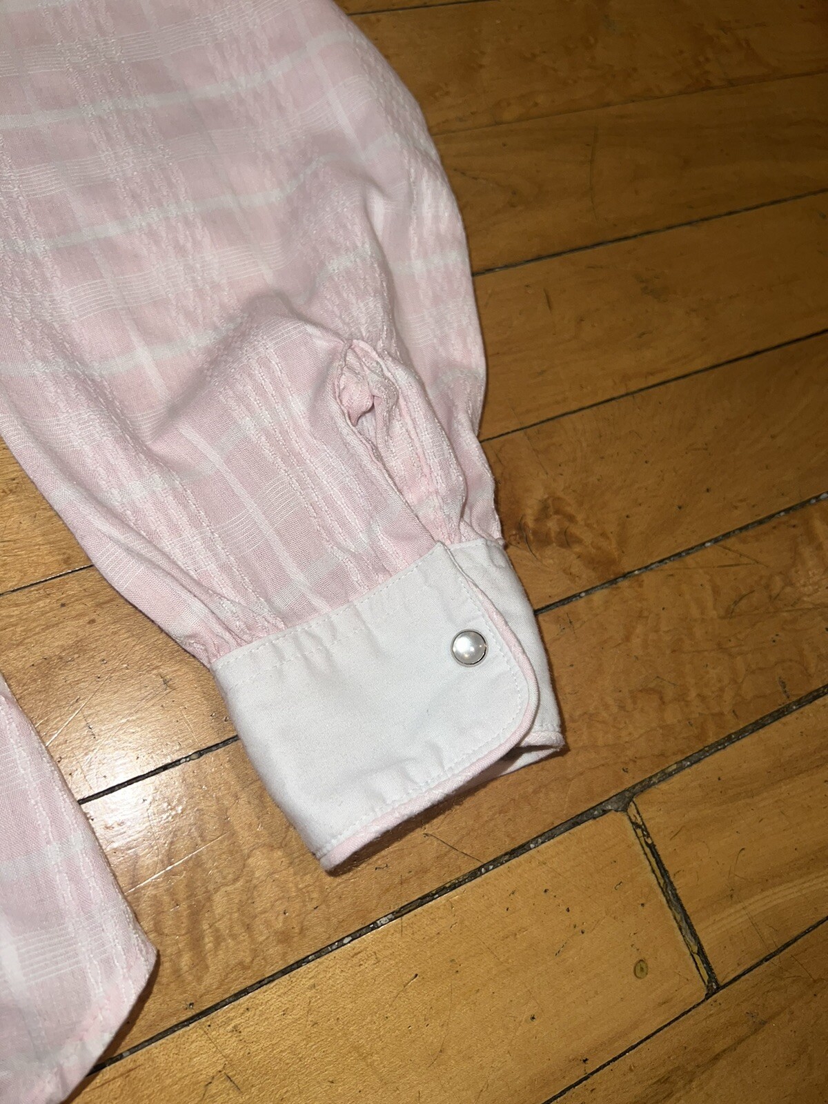 Vintage 70s Tem Tex Cowboy Pink Western Shirt Womens Pearl Snap Chain Pattern