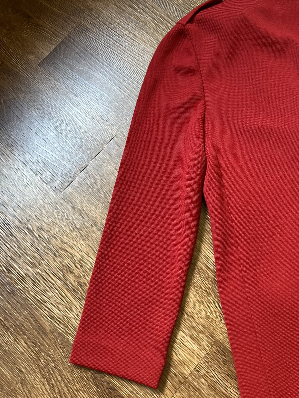 Vintage ’80s Luisa Spagnoli Old Money Red Knit Wool Jacket Epaulettes Medium