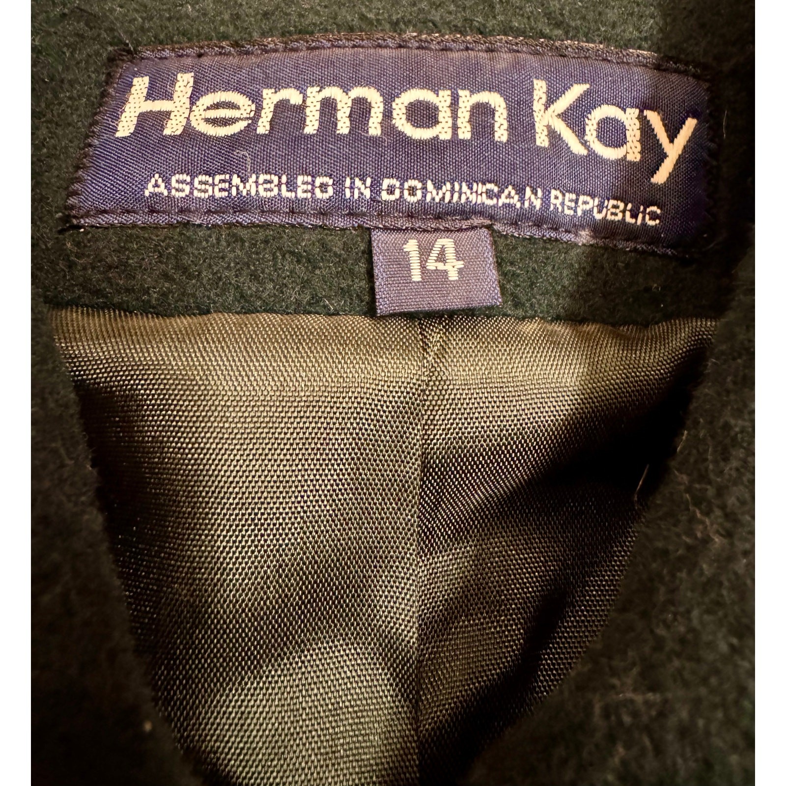 Vintage Women’s Herman Kay Wool Blend Pea Coat Green Size 14