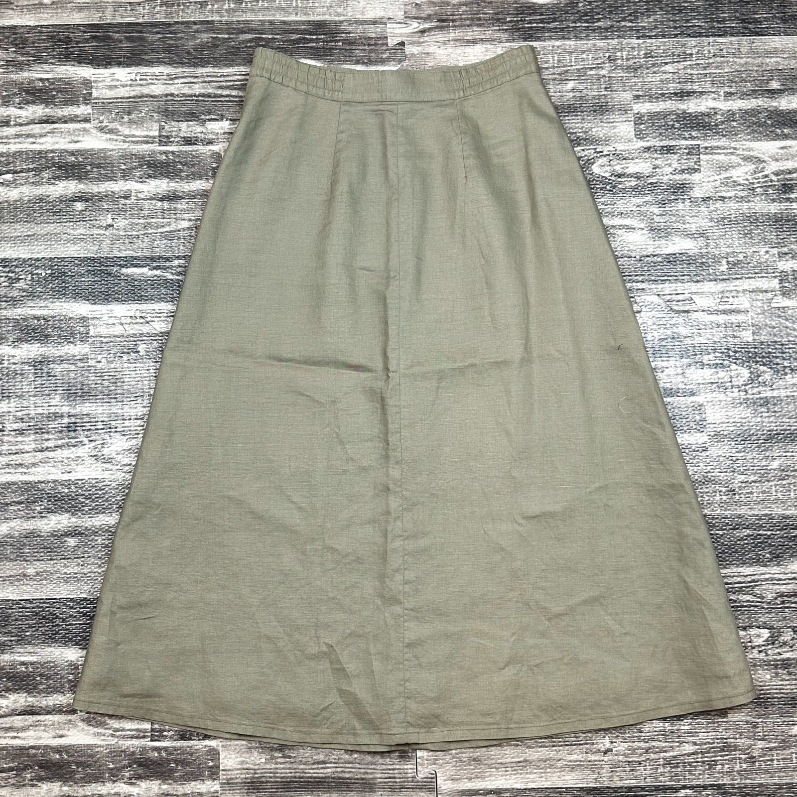 Vintage Talbots 100% Linen Skirt Womens sz 4 Green A Line Full Midi Lagenlook