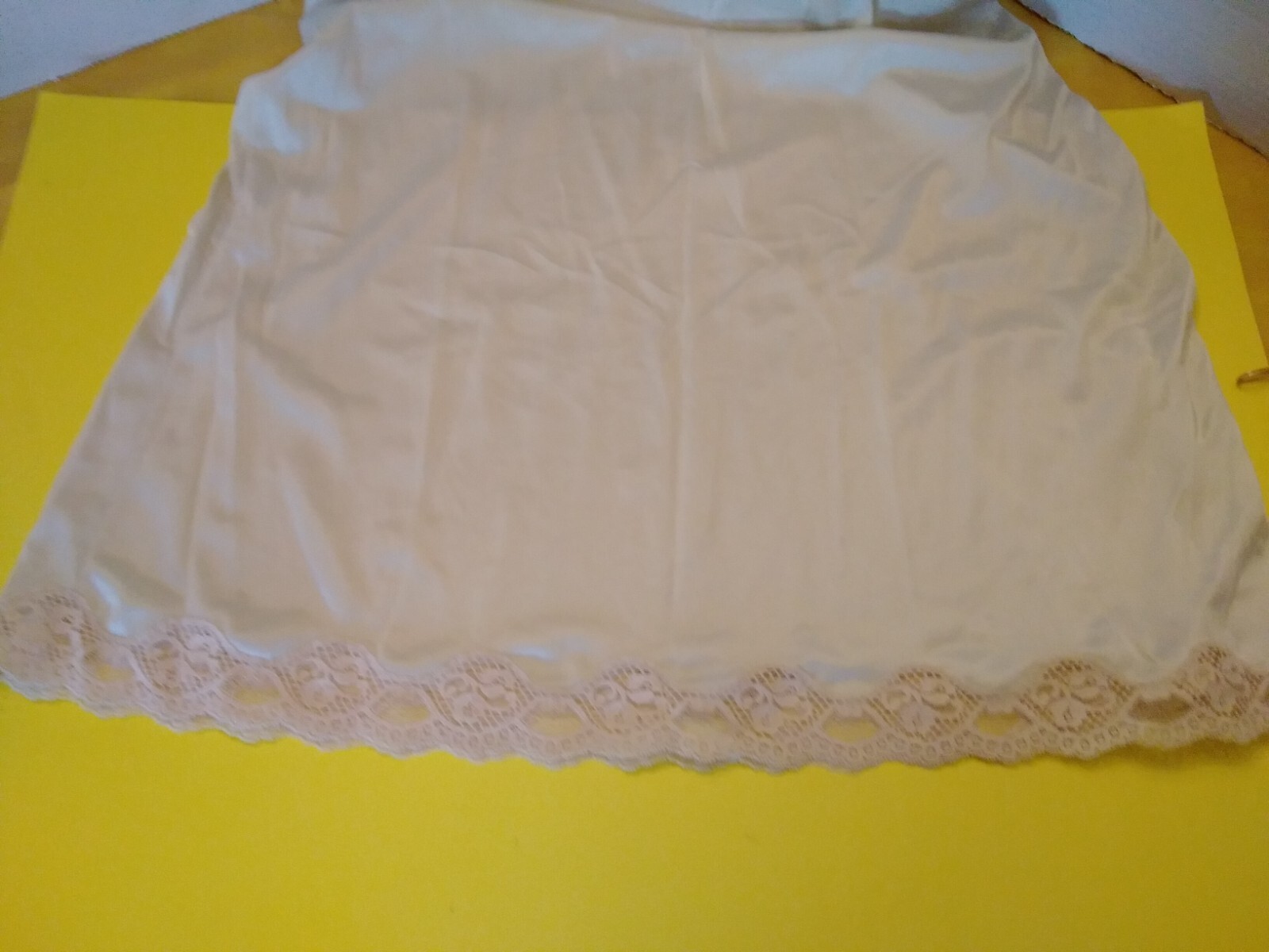 Vintage Full Slip Dress Chemise European SZ M/L Austria Beige w/Lace Trim