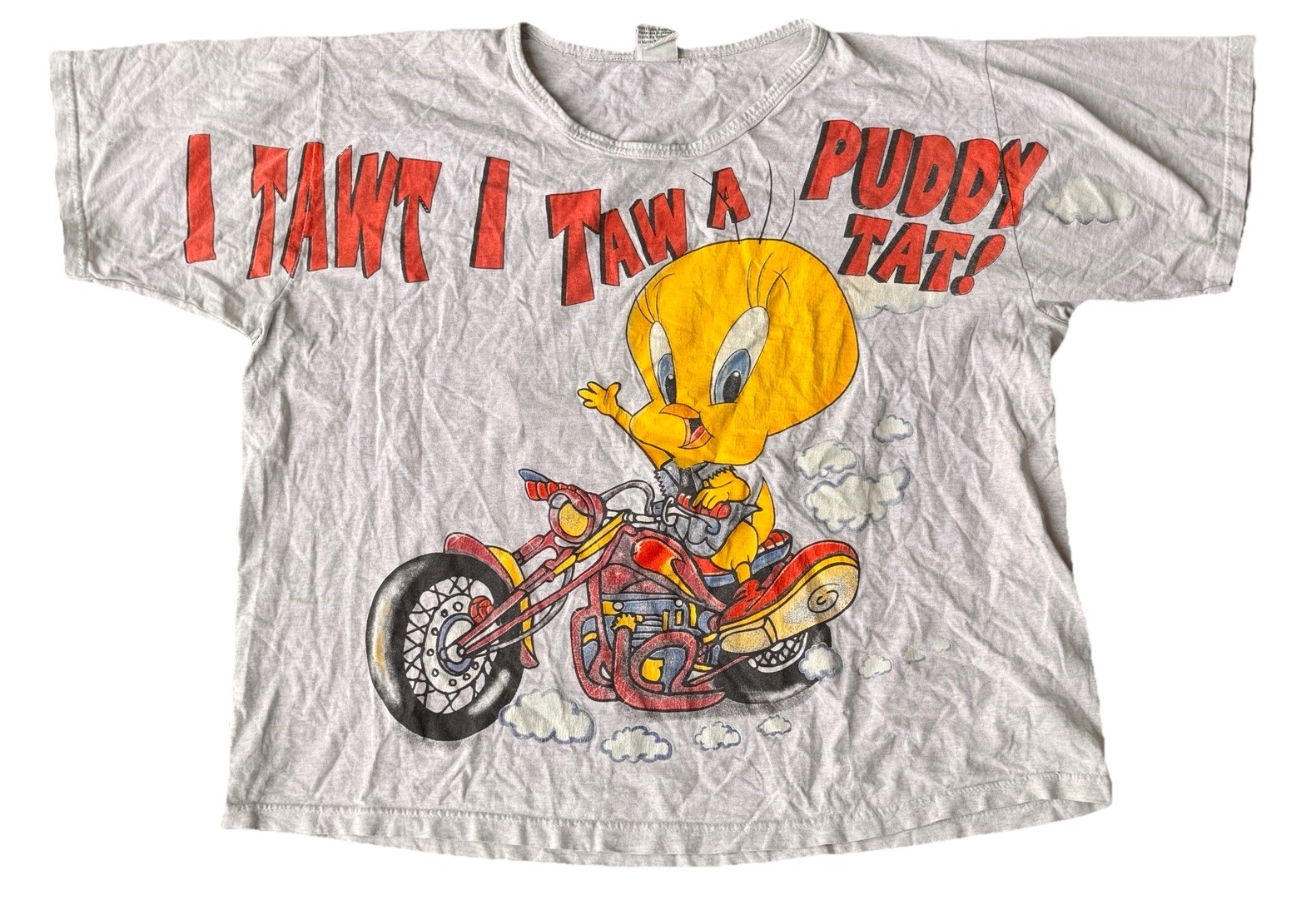 Vintage 90s Looney Tunes Tweety Sylvester Biker Motorcycle T Shirt 1999 WB