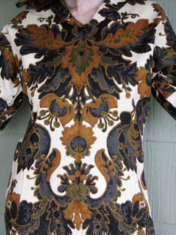 VTG 60s 70s Mod Hippie Caftan Dashiki Dress STELLAR Bold Tribal Paisley Festival
