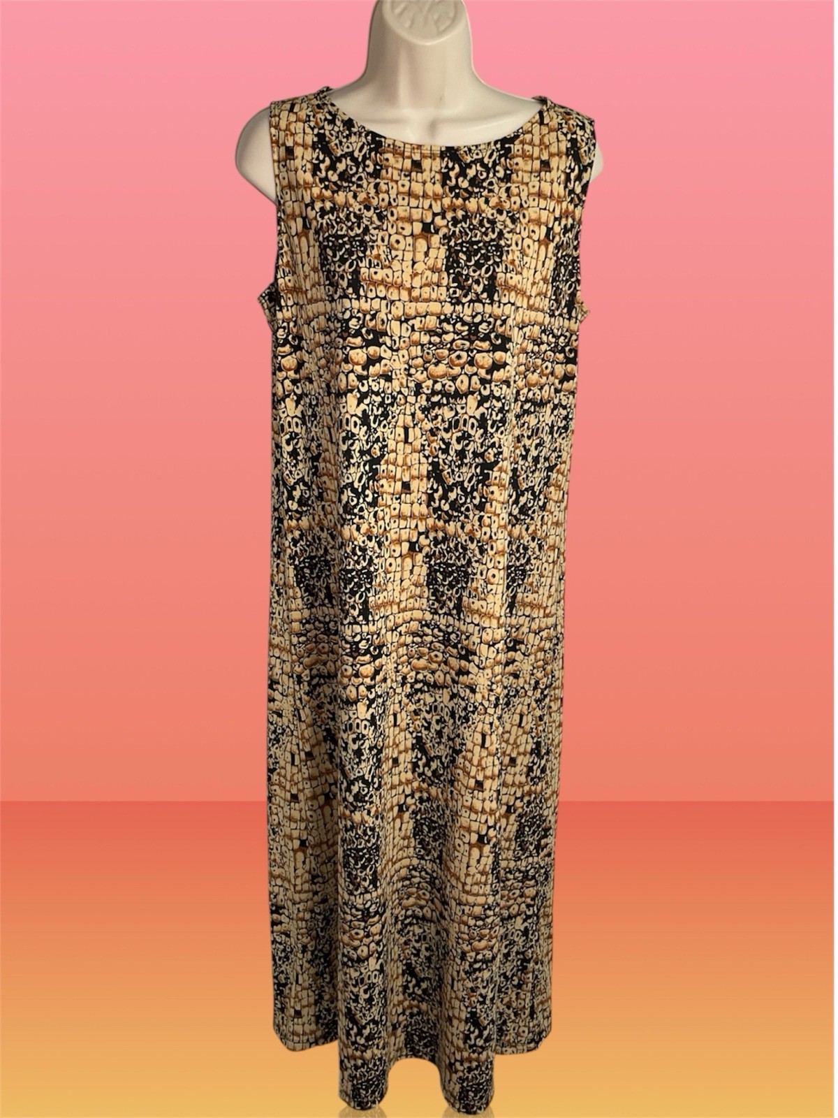 Vintage Y2K UNIFORM John Paul Richard Maxi Animal Print Dress