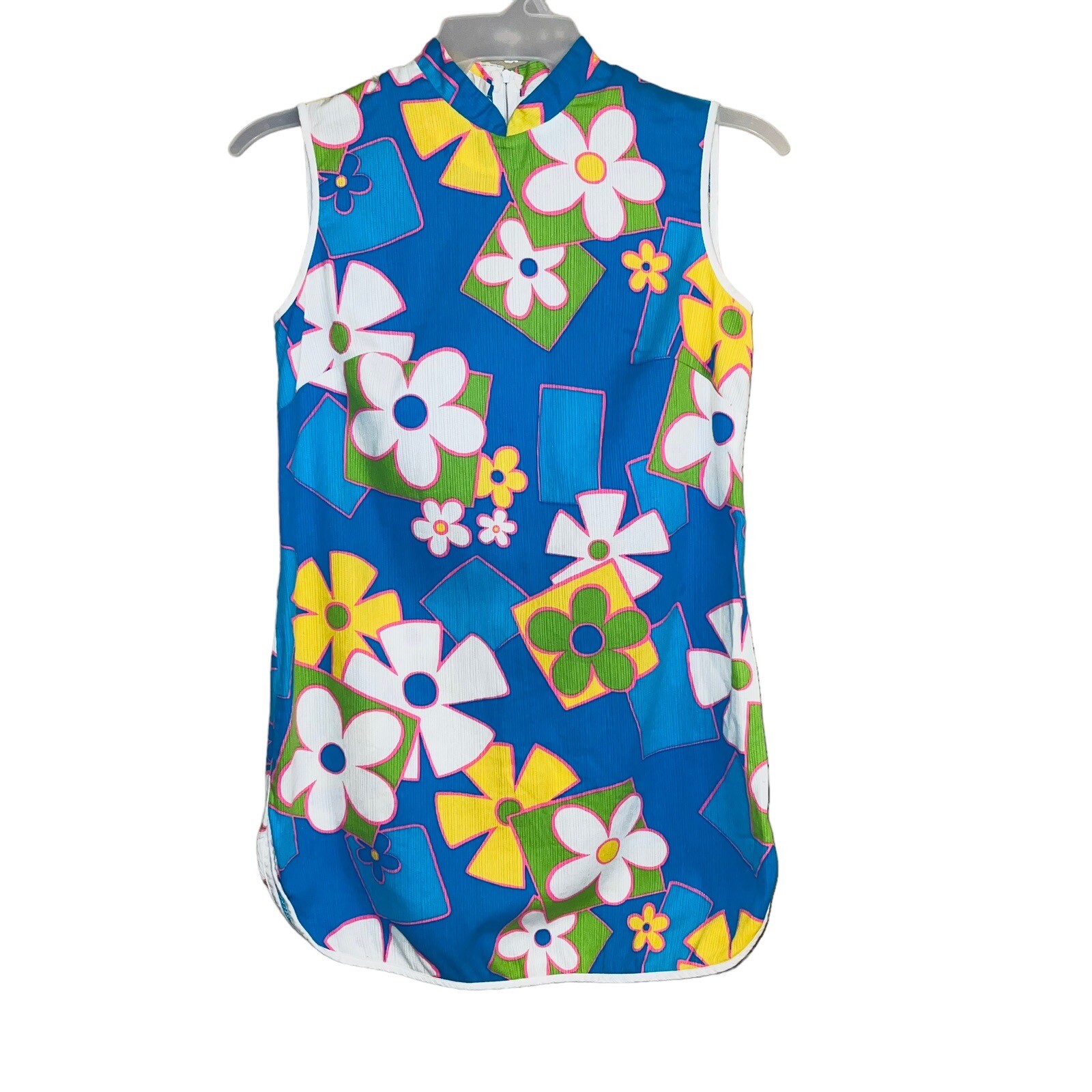 Liberty House Hawaii Vintage Floral Mini Dress XS Bold Cruise Glam Luxury Mod