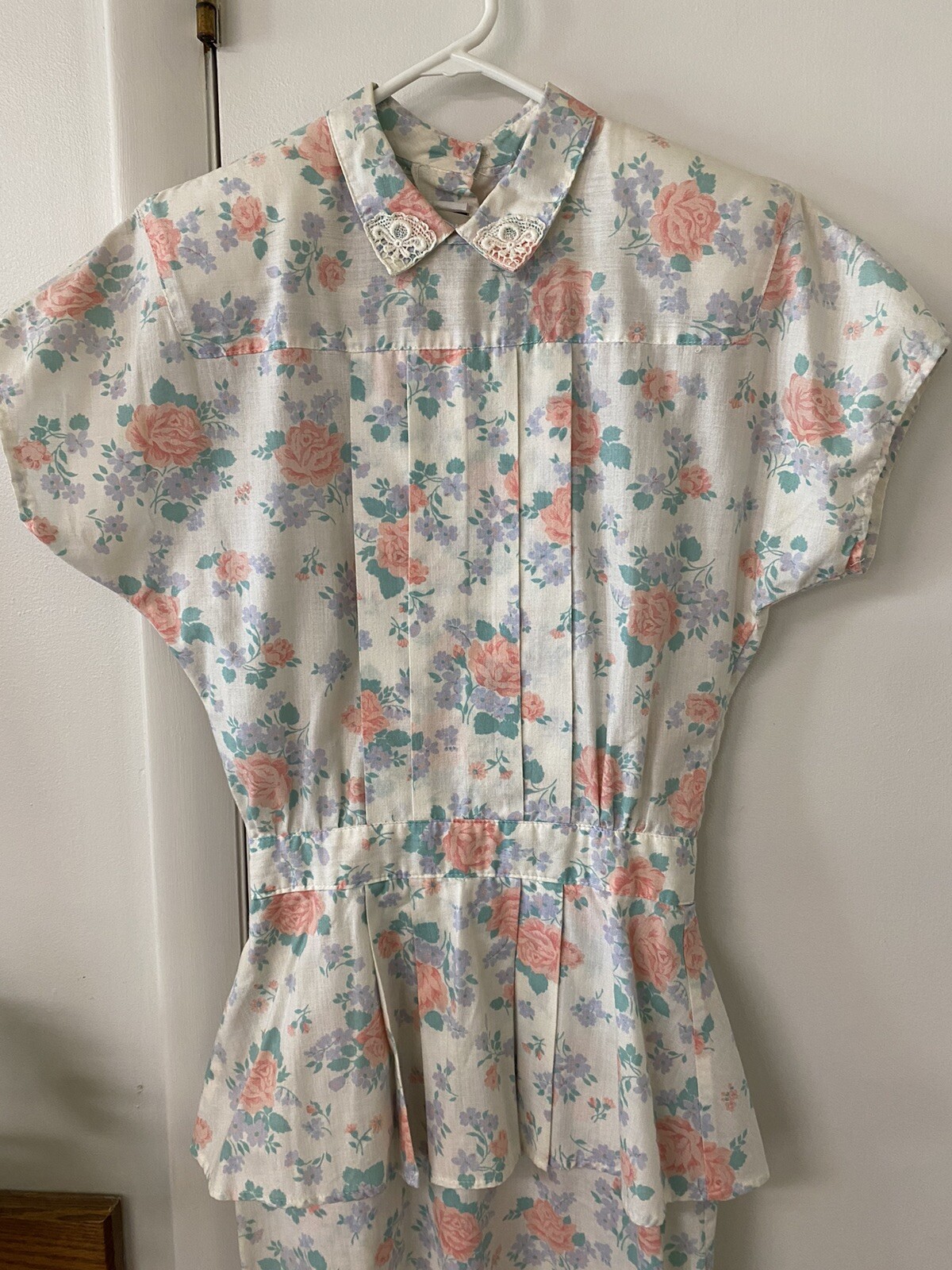 You Too Babes Dress Vintage 1980’s Size 3 Tiered Floral Pleats Shoulder Pads