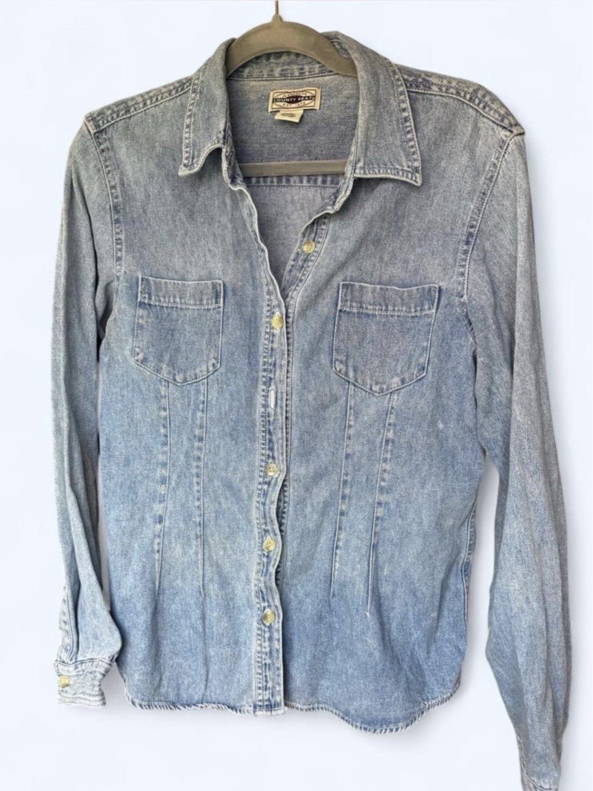 90s Vintage Jean’s Wear Country Seat Denim Button Up Shirt Womens XL 100% Cotton