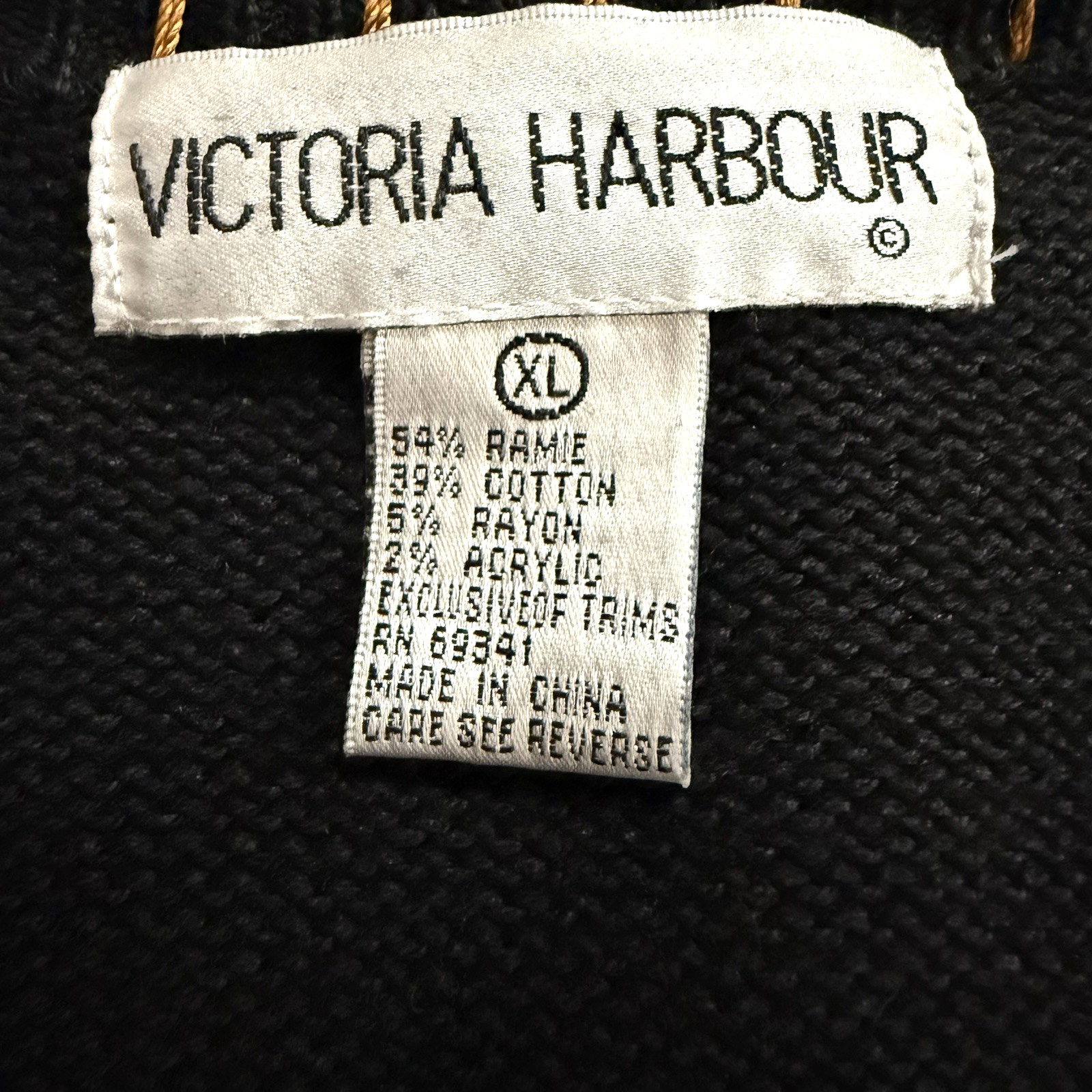 Vintage Victoria Harbour Cardigan Womens XL Fall Leaves Patchwork Stitching Hem