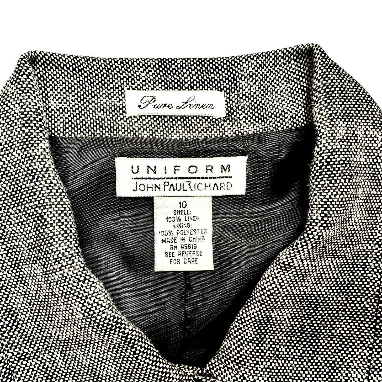 Vintage Pure Linen Jacket Women’s Sz 10 Gray Button Uniform by John Paul Richard