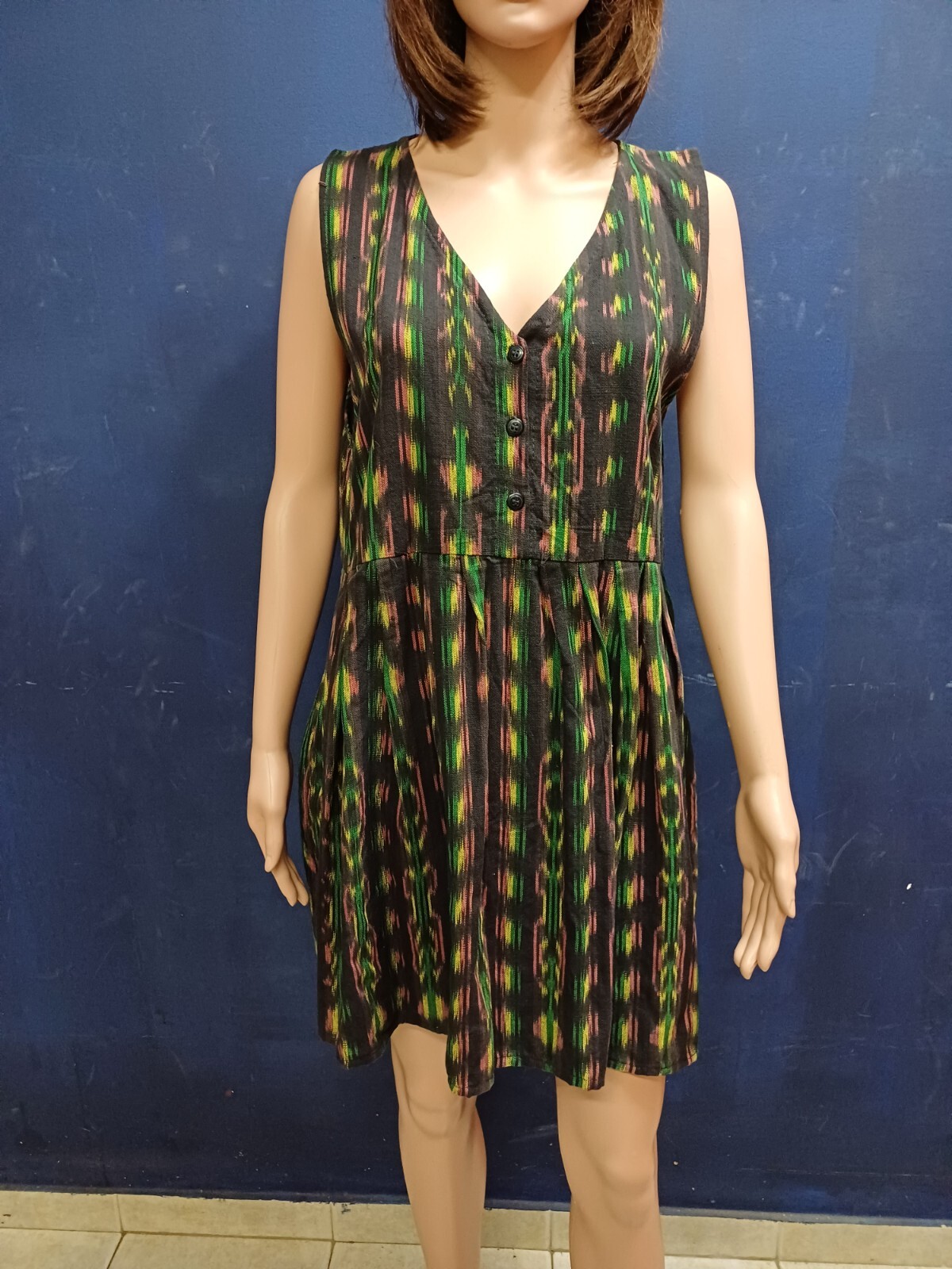 💥VINTAGE 70s Guatemalan Mayan Mini Drop Waist Peasant Dress Sz M FAST DELIVERY