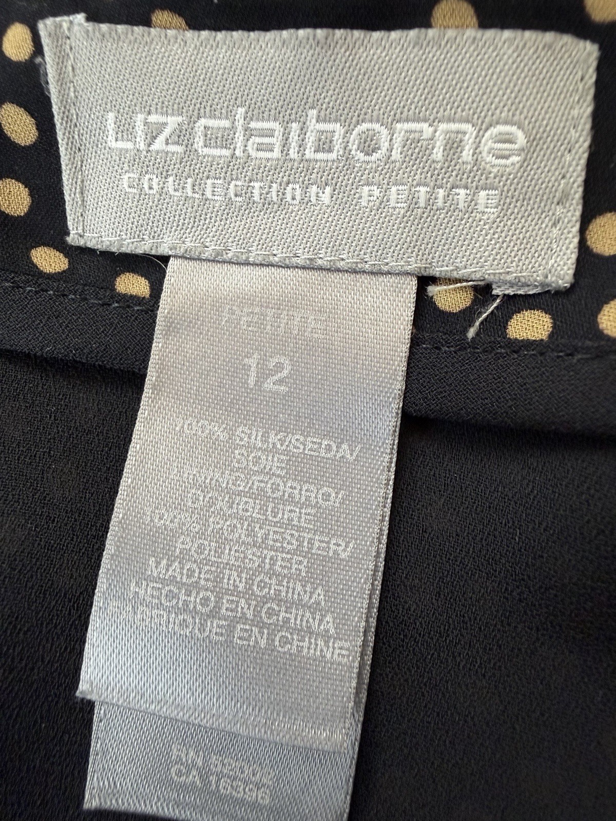 Vtg Liz Claiborne 12 Petite Midi Skirt 100% Silk Roses Polka Dots Lined Romantic