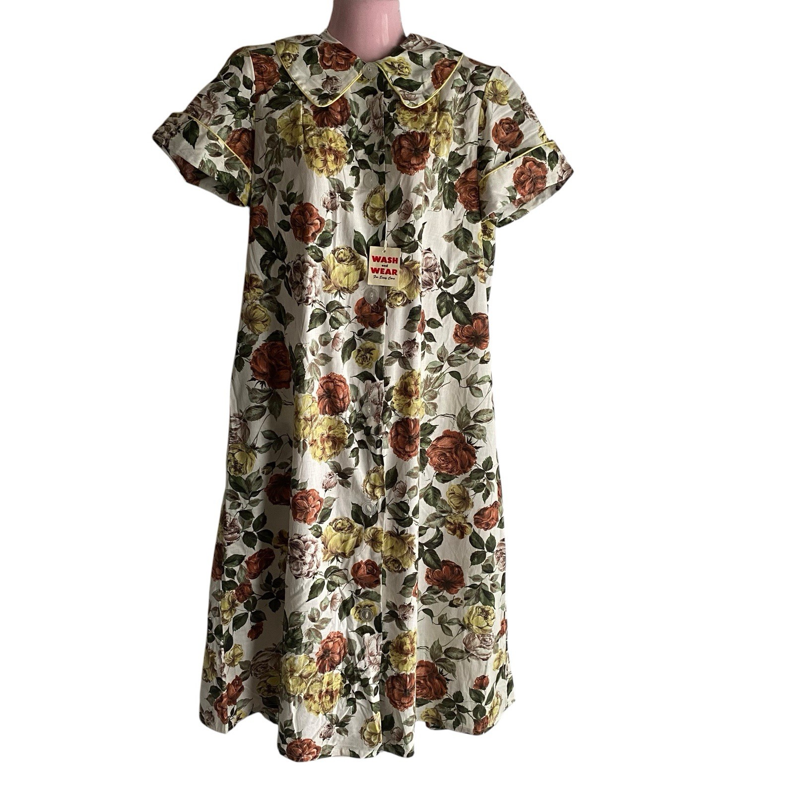 Vtg 50s 60s Youtheme Dress Women’s Size 12 Floral House Day NWT NOS
