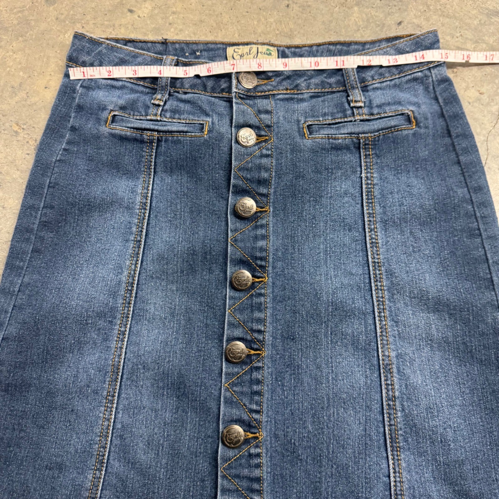 Earl Jeans Denim Mini Skirt Pleated Buttons S/4 Western Y2k Cowgirl Retro VTG