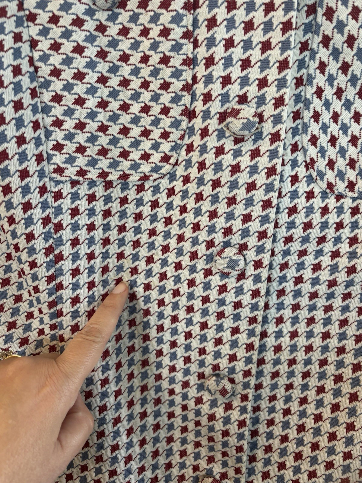 Vintage 1970s Womens Pant Suit Set Houndstooth Bell Bottom Pants Homemade