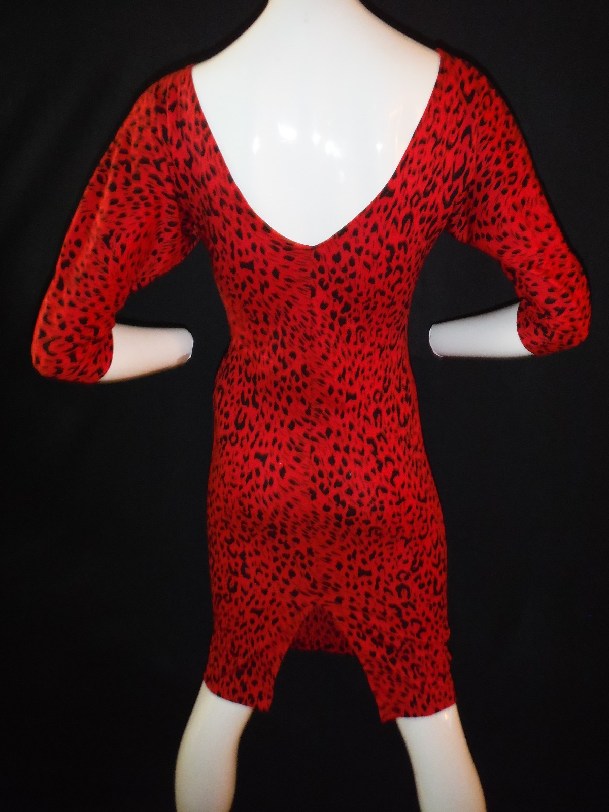 Rare! VTG 80’s New „Cutting Edge” Bodycon Dress Very Sexy Red Animal Print Small
