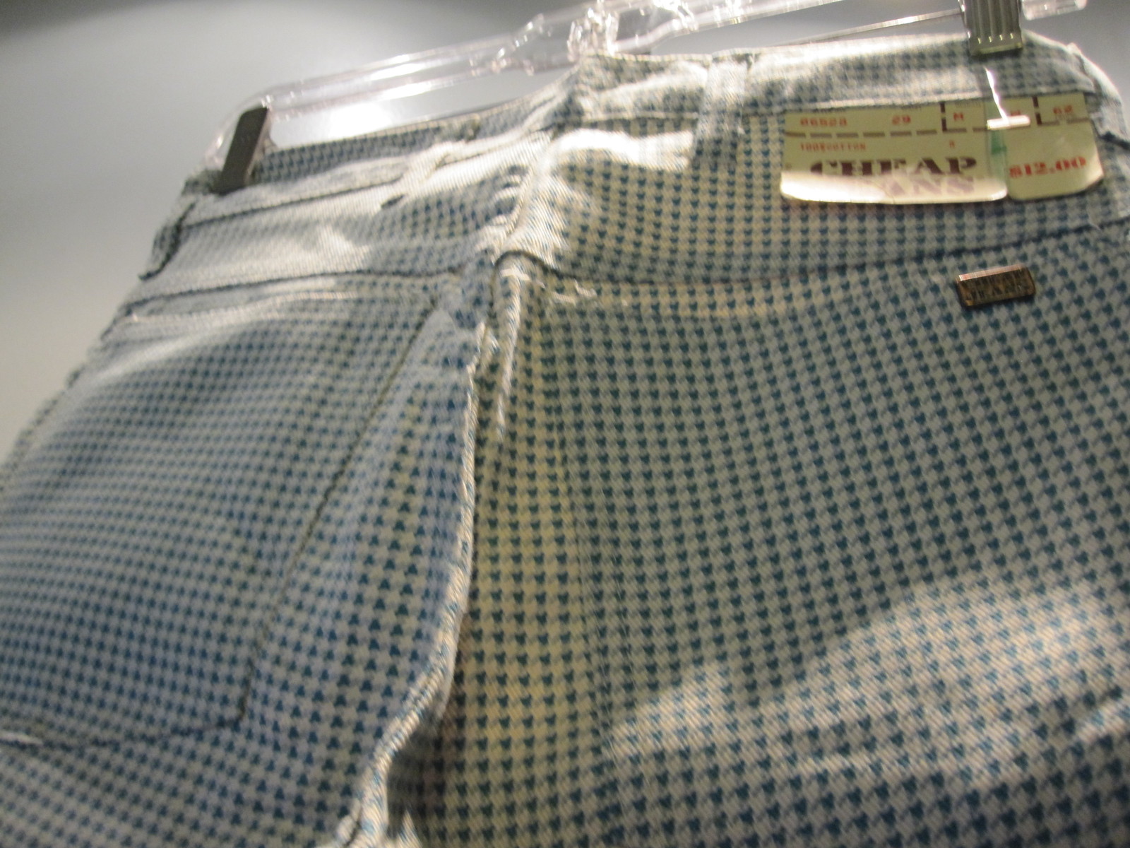 NOS DEADSTOCK VTG 1960S CHEAP JEANS HOUNDSTOOTH BELL BOTTOMS HiPPY BOHO GOGO 29