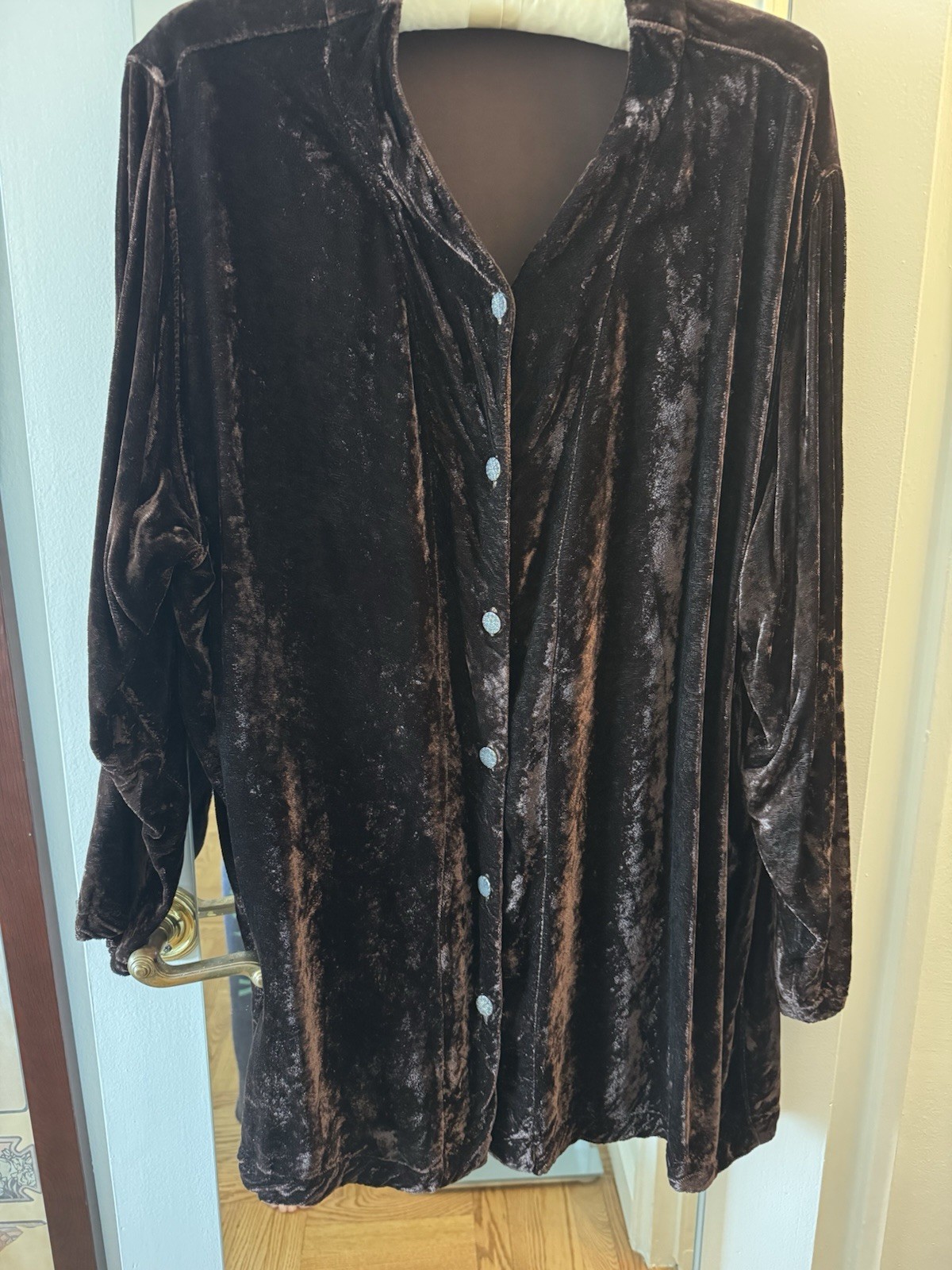 Vintage Barney’s Brown Crushed Velvet Shirt/Tunic L XL