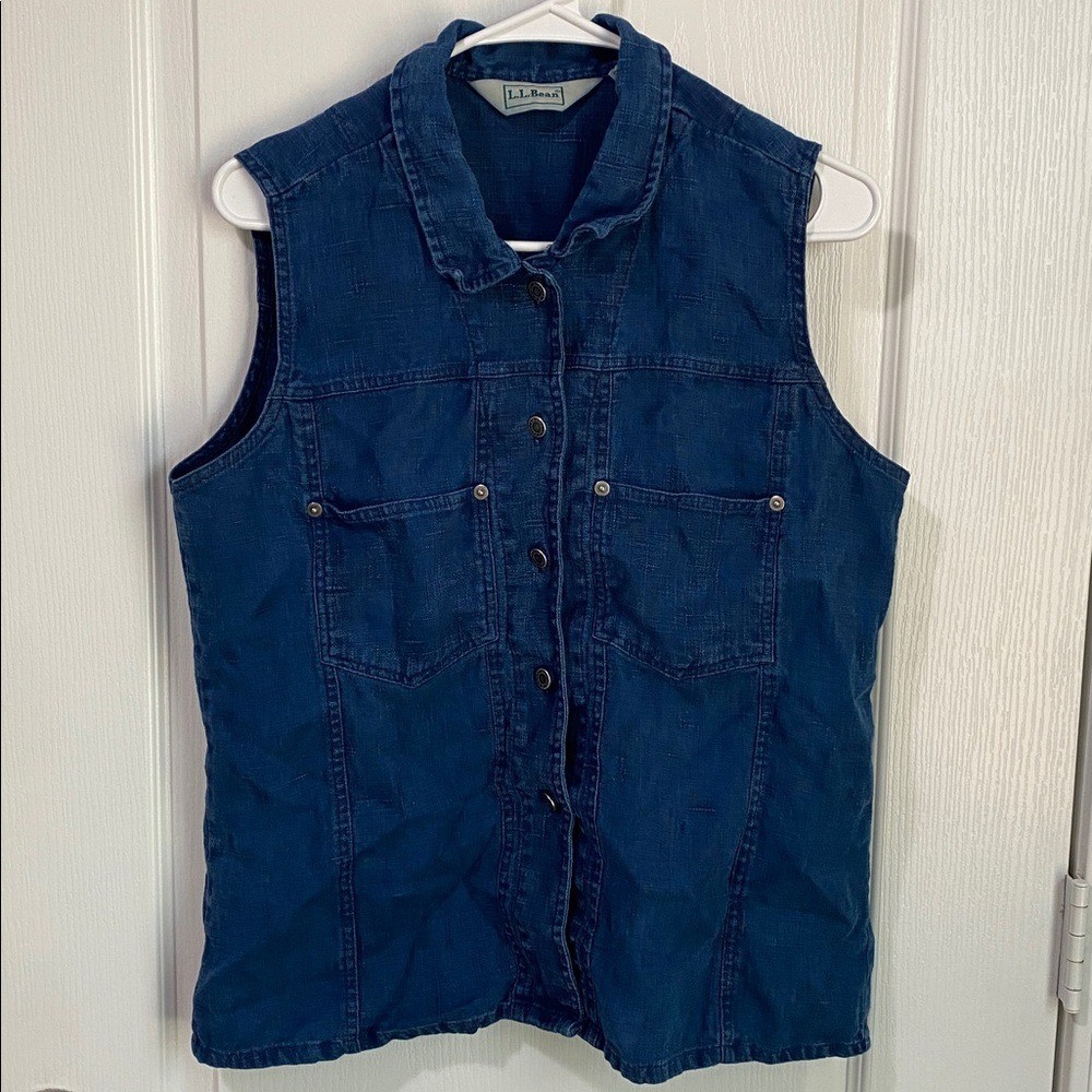 Vintage 90’s L.L. Bean Sleeveless Utility Button Up Collared Vest/Top